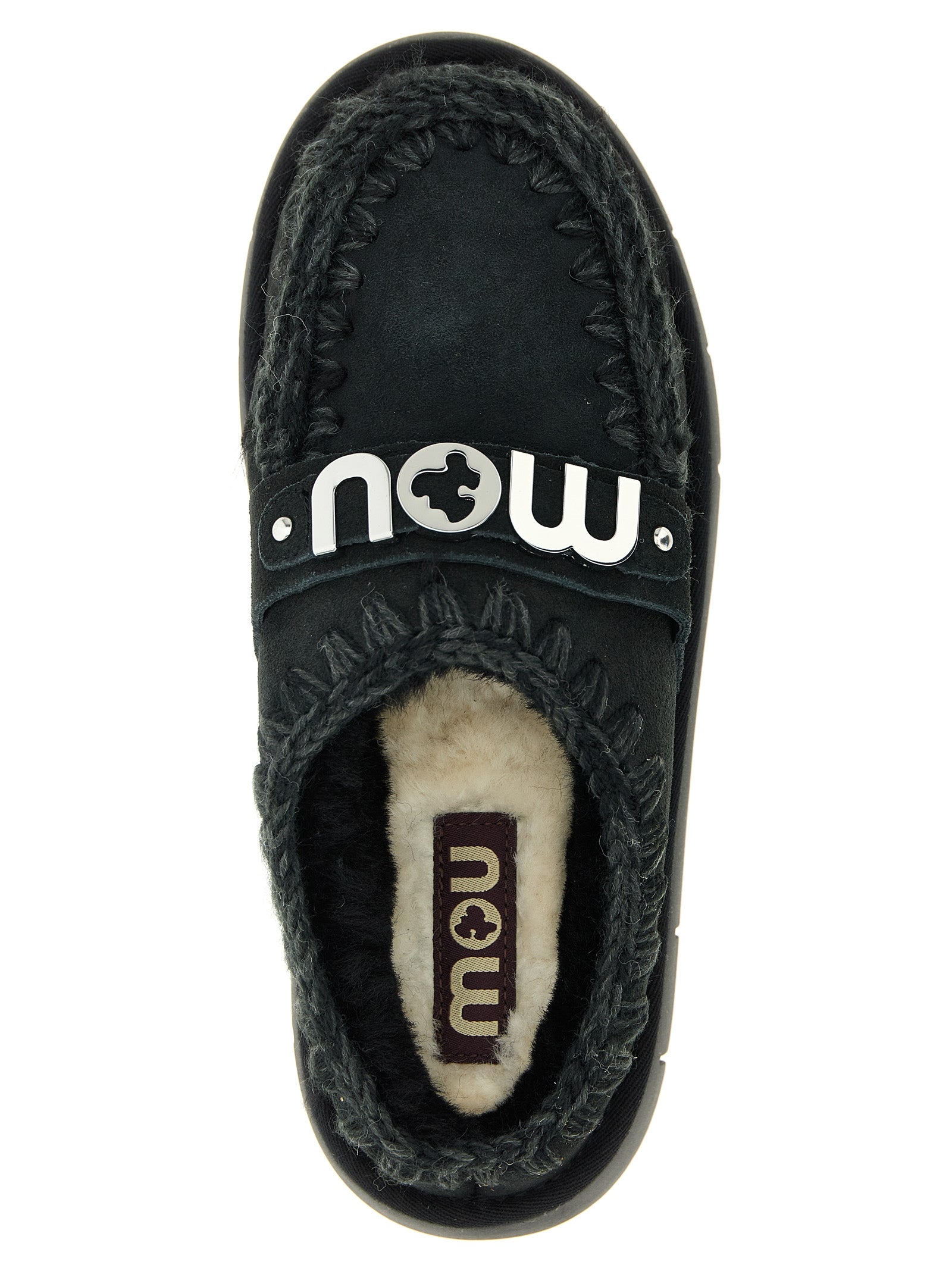 Mou Schwarze Lammleder-Clogs