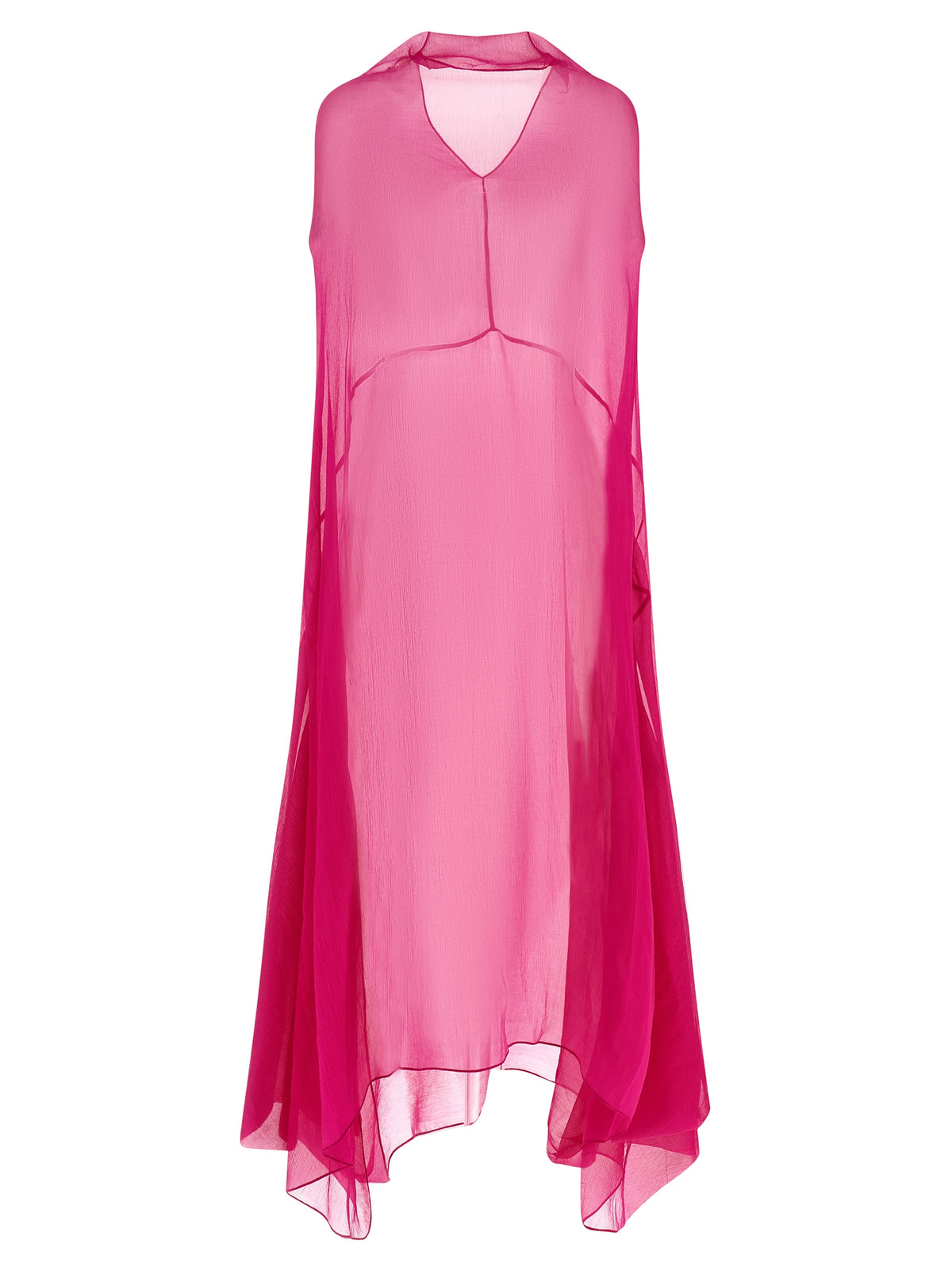 Dries Van Noten Fuchsia Seiden-Midikleid