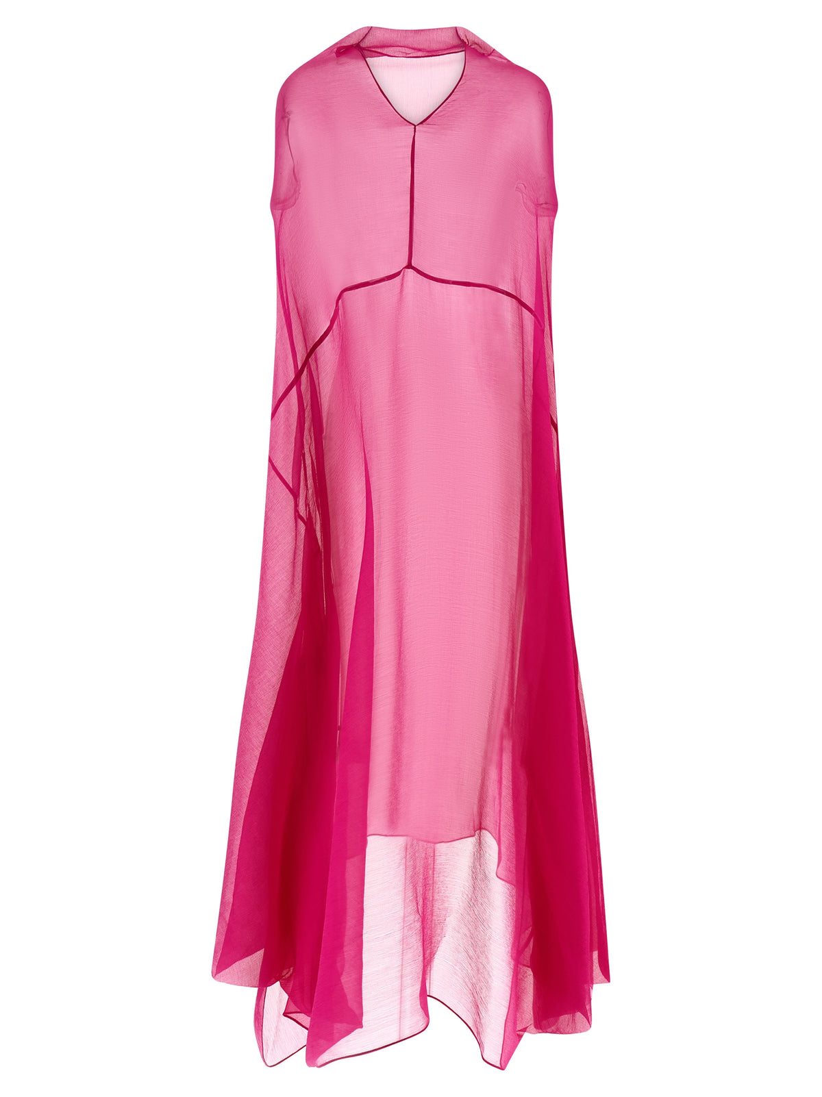 Dries Van Noten Fuchsia Seiden-Midikleid