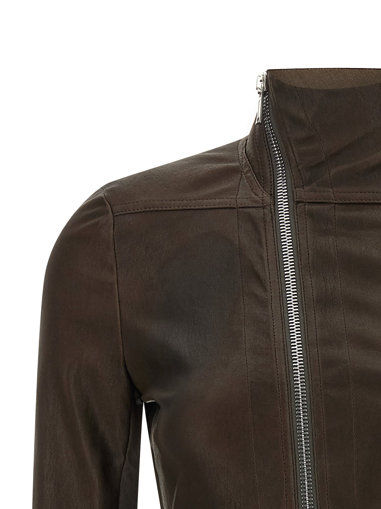 Rick Owens Braune Lammlederjacke