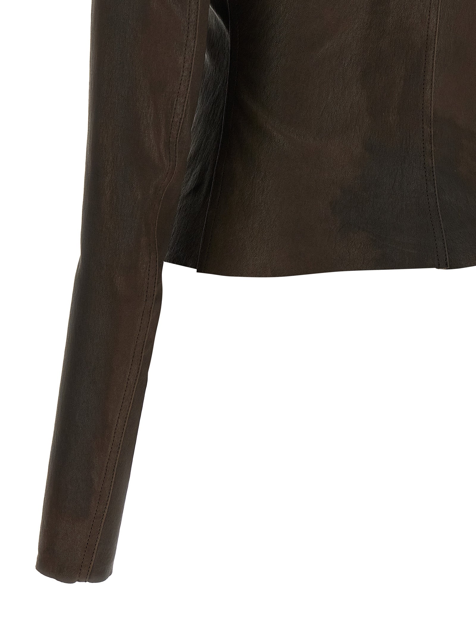 Rick Owens Braune Lammlederjacke
