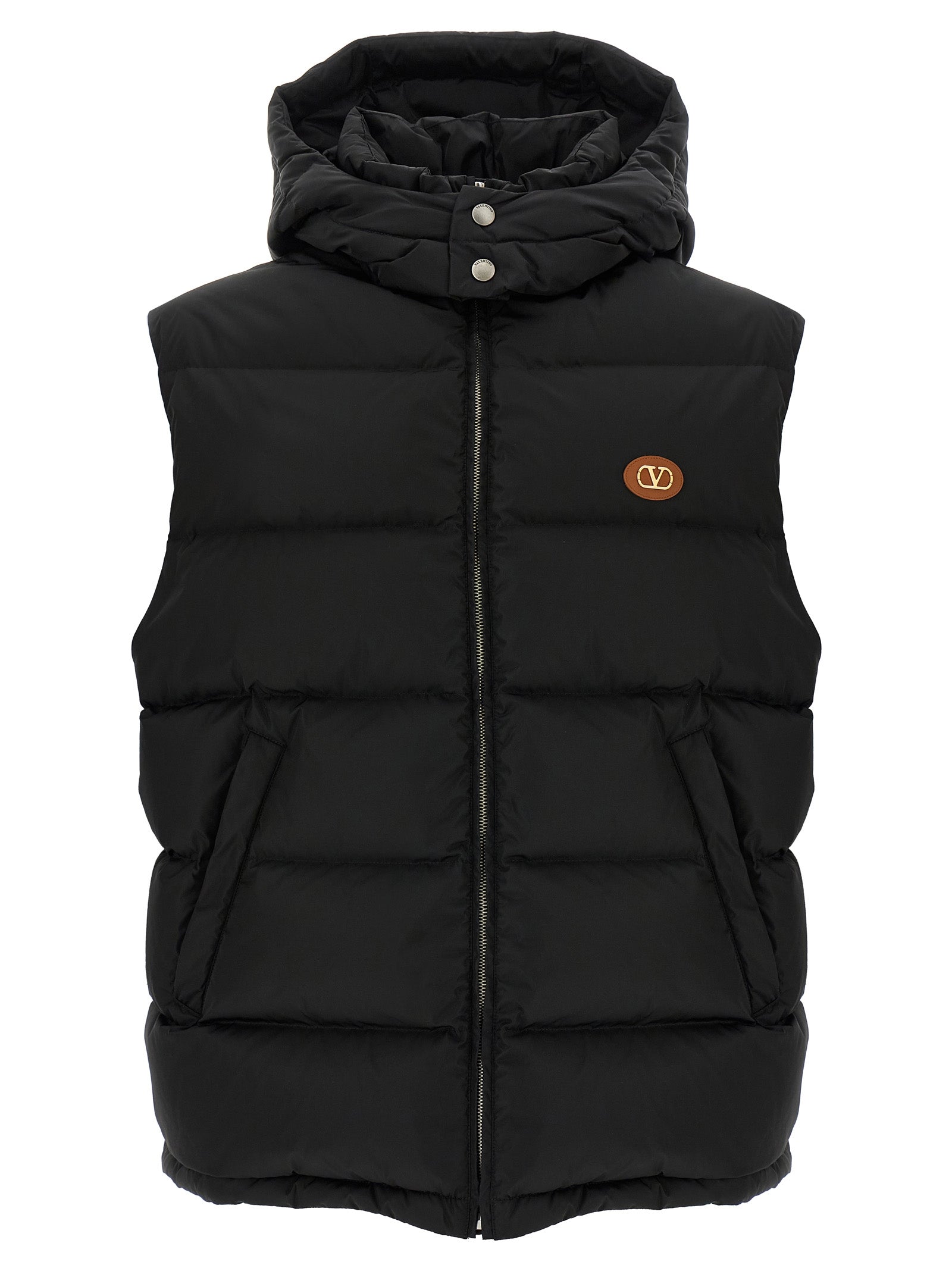 Valentino Garavani Schwarze ärmellose Jacke aus Polyamid