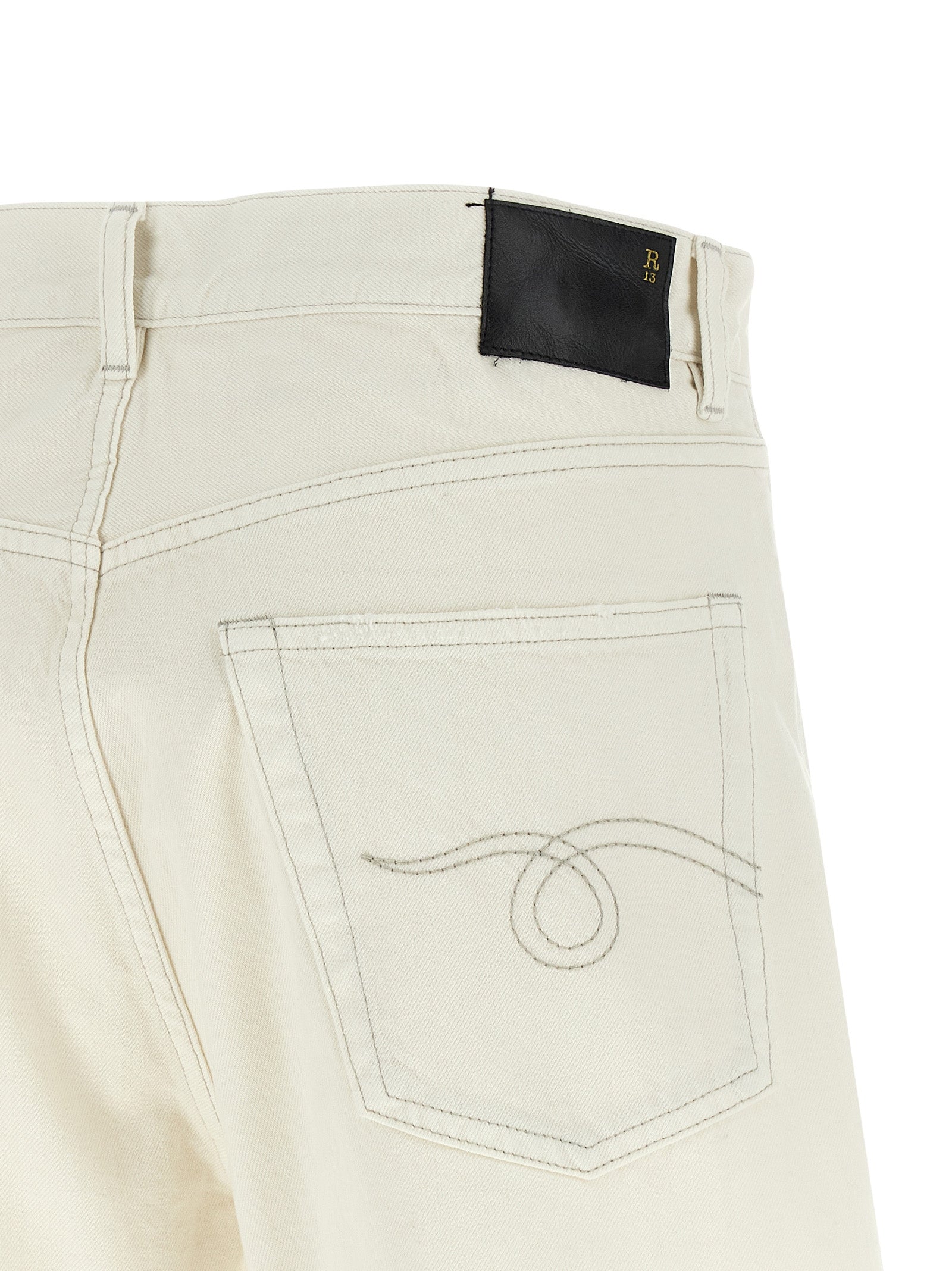 R13 Weiße Baumwoll-Bermudashorts