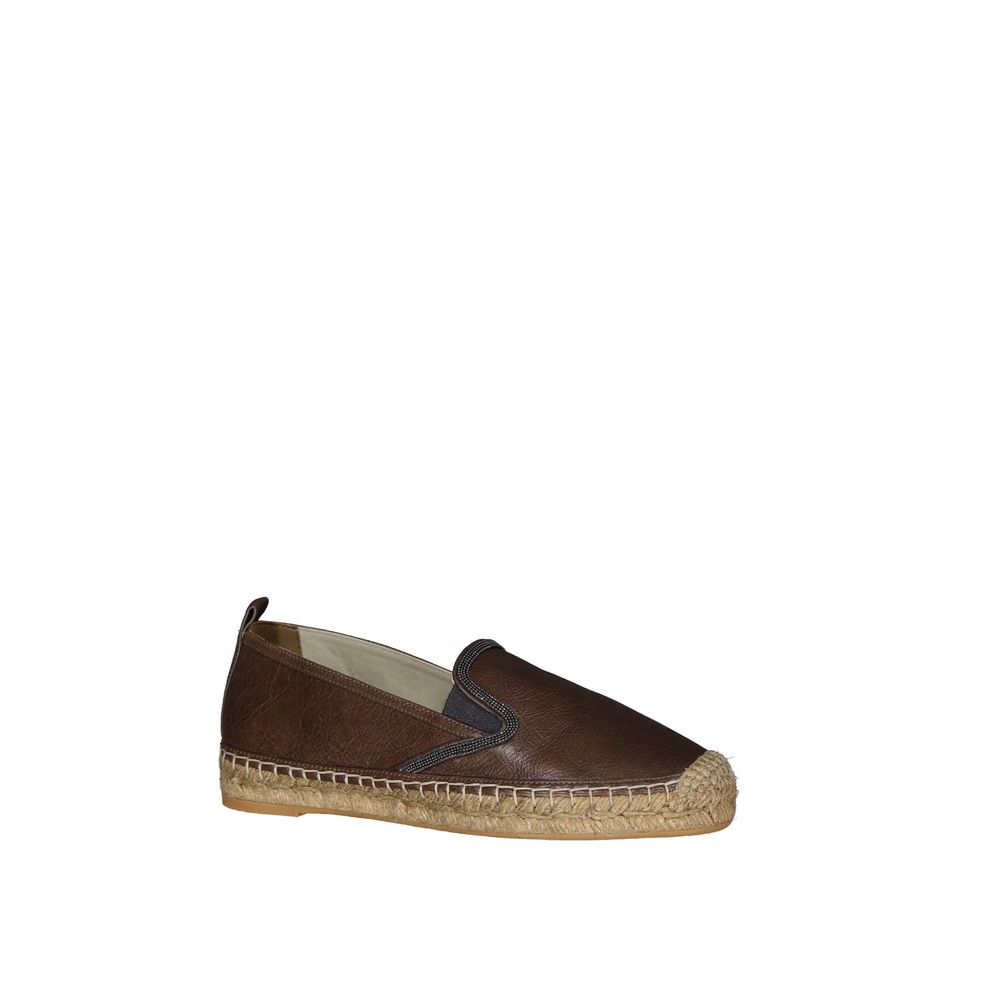 Brunello Cucinelli Espadrilles aus braunem Leder