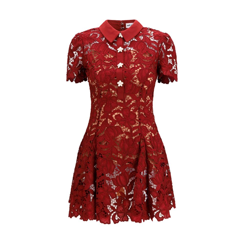Self-Portrait Weinrotes Cocktailkleid aus Polyester