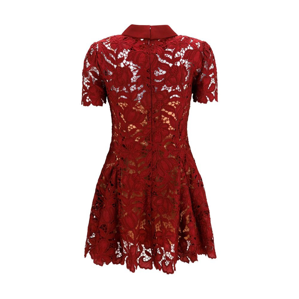 Self-Portrait Weinrotes Cocktailkleid aus Polyester