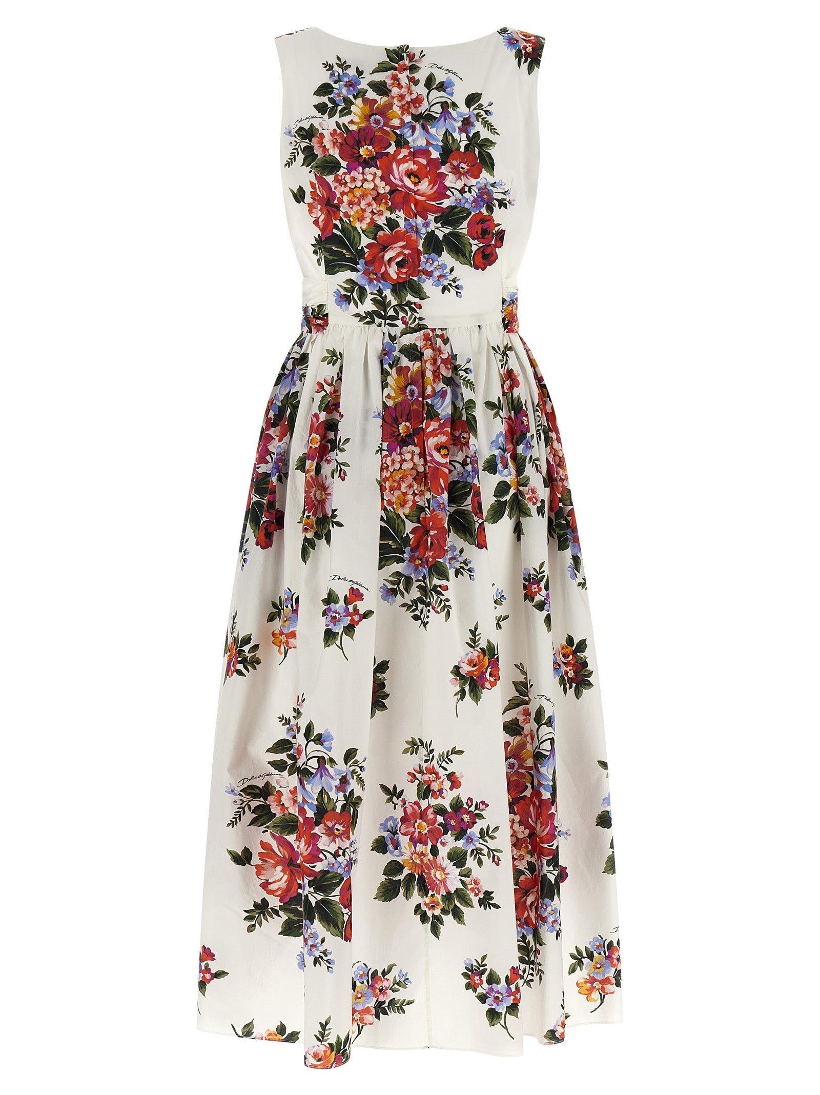 Dolce & Gabbana Weißes Baumwoll-Midikleid