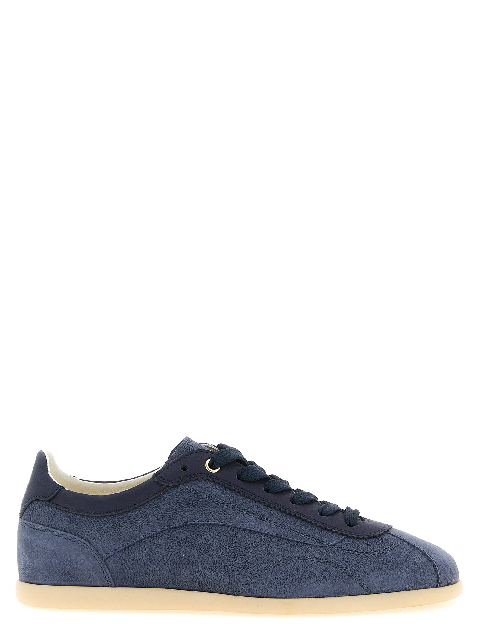 Brunello Cucinelli Blaue Kalbsleder Low-Top-Sneaker