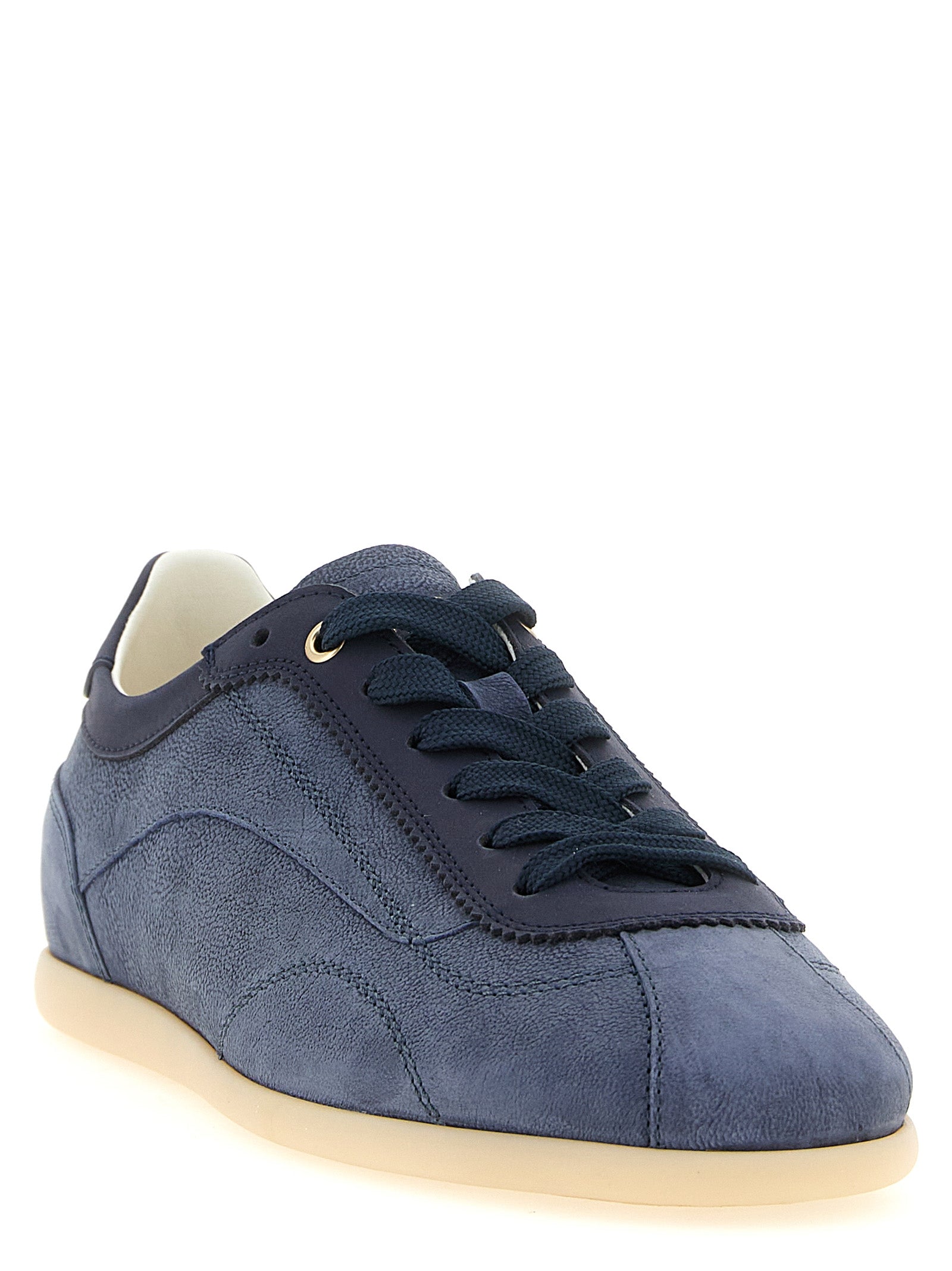 Brunello Cucinelli Blaue Kalbsleder Low-Top-Sneaker