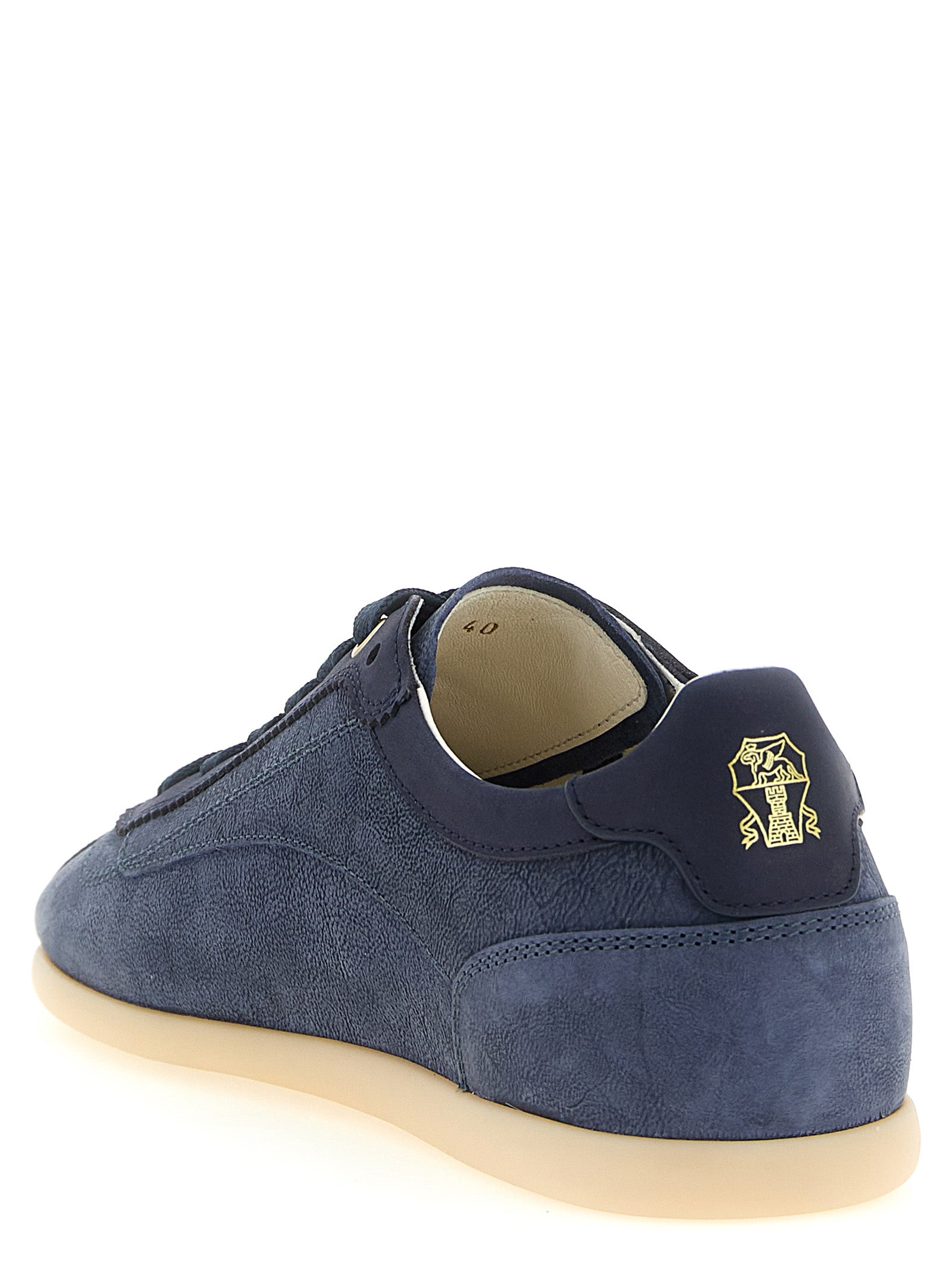 Brunello Cucinelli Blaue Kalbsleder Low-Top-Sneaker