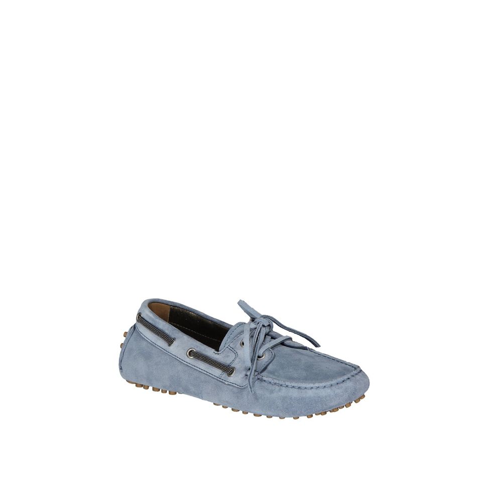 Brunello Cucinelli Blaue Mokassins aus Leder