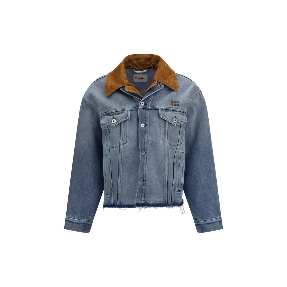 Miu Miu Blaue Jeansjacke aus Baumwolle
