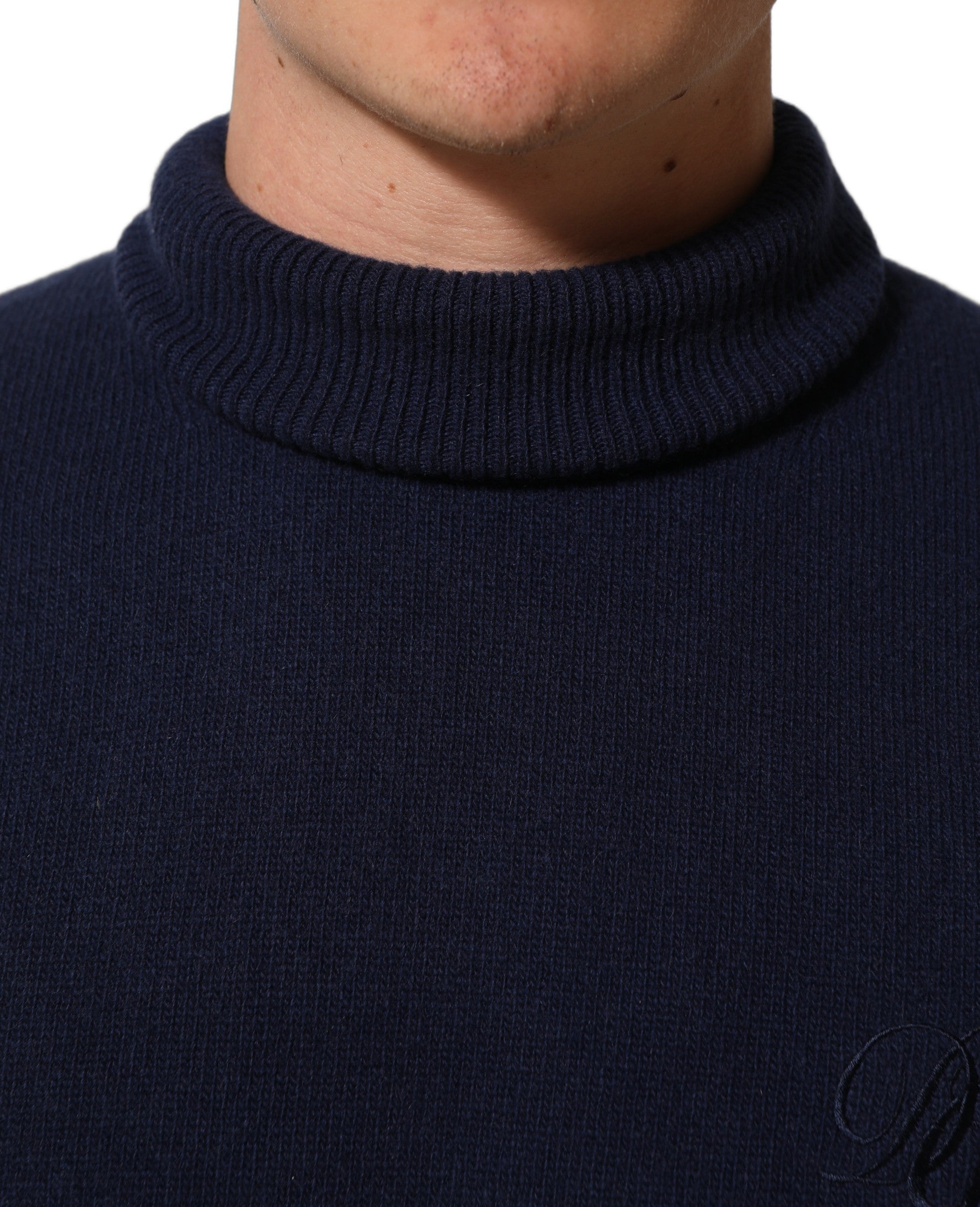 Dolce & Gabbana Blauer Wollstrick-Rollkragenpullover