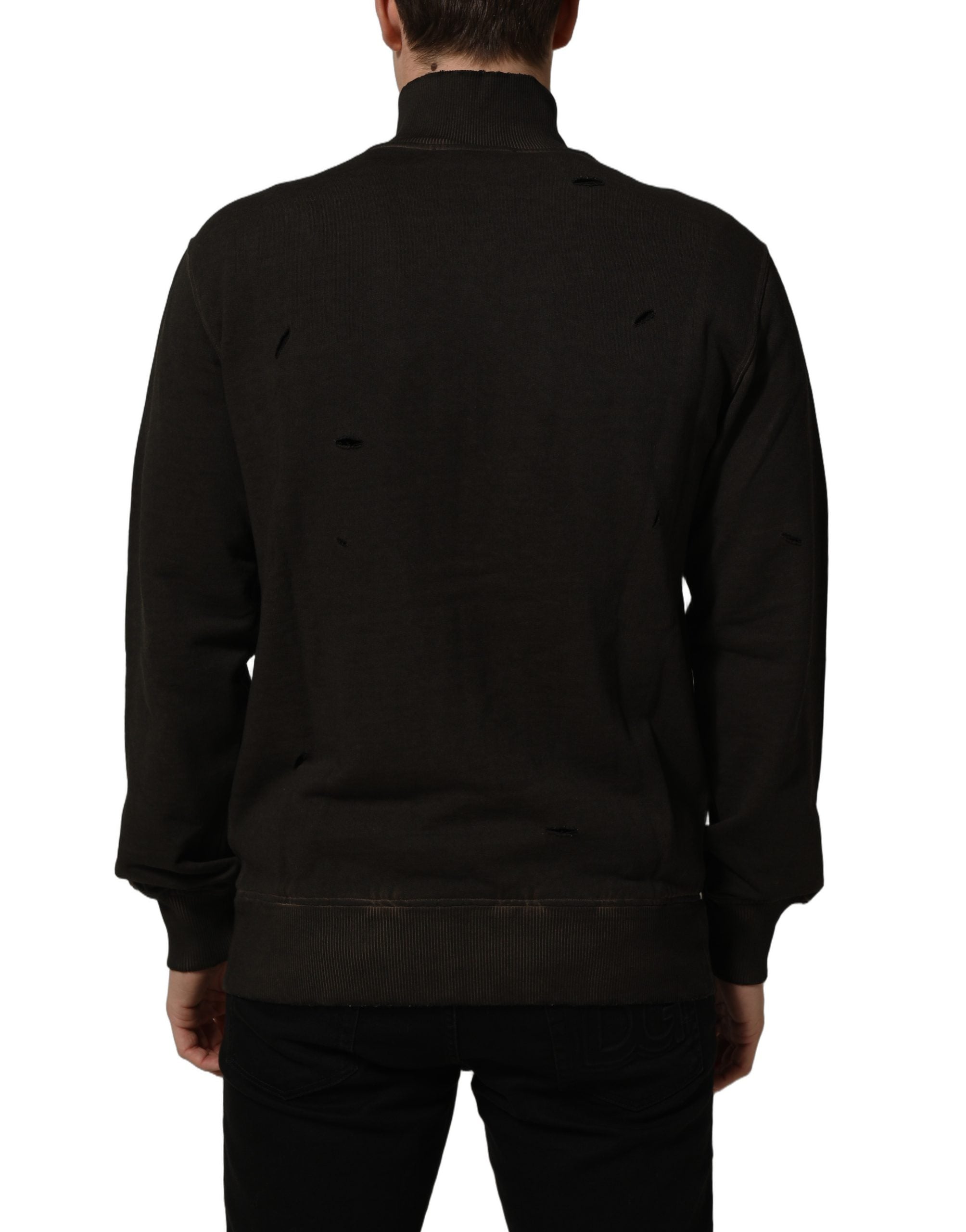 Dolce & Gabbana Brauner Logo-Print Sweatshirt mit durchgehendem Reißverschluss
