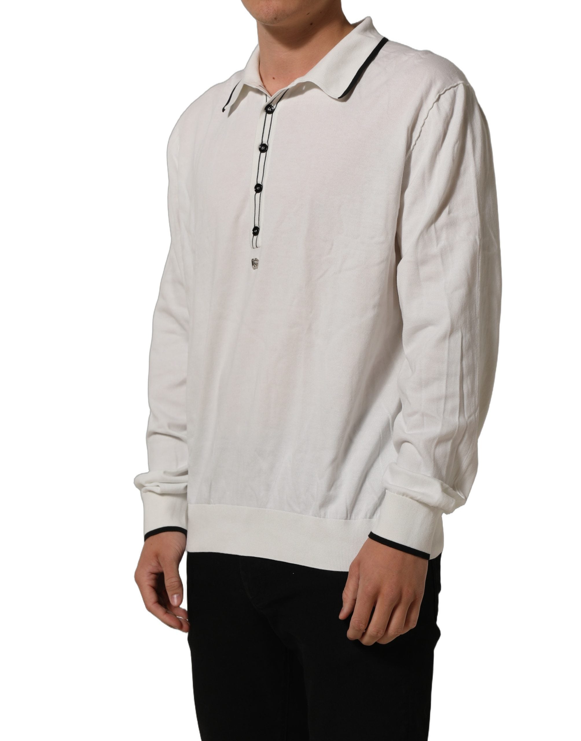 Dolce & Gabbana Schwarzes T-Shirt mit Blattprint aus Seide für Herren mit Rundhalsausschnitt