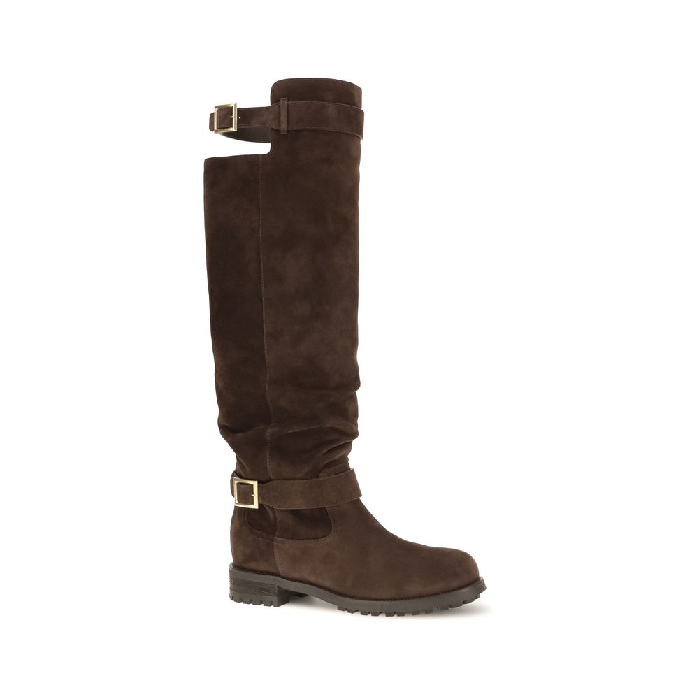 Jimmy Choo Braune Kalbsleder Bos Taurus Overknee-Stiefel