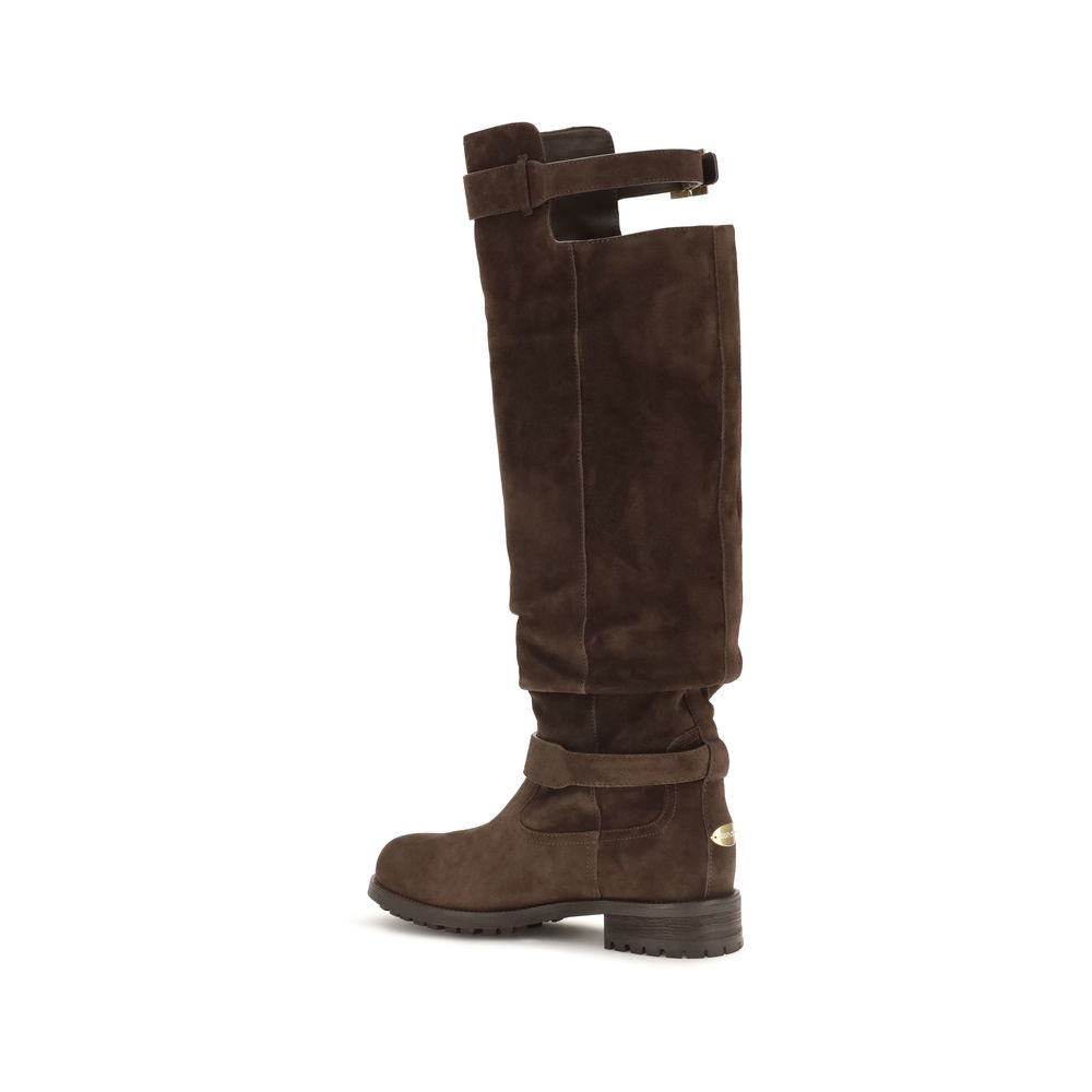 Jimmy Choo Braune Kalbsleder Bos Taurus Overknee-Stiefel