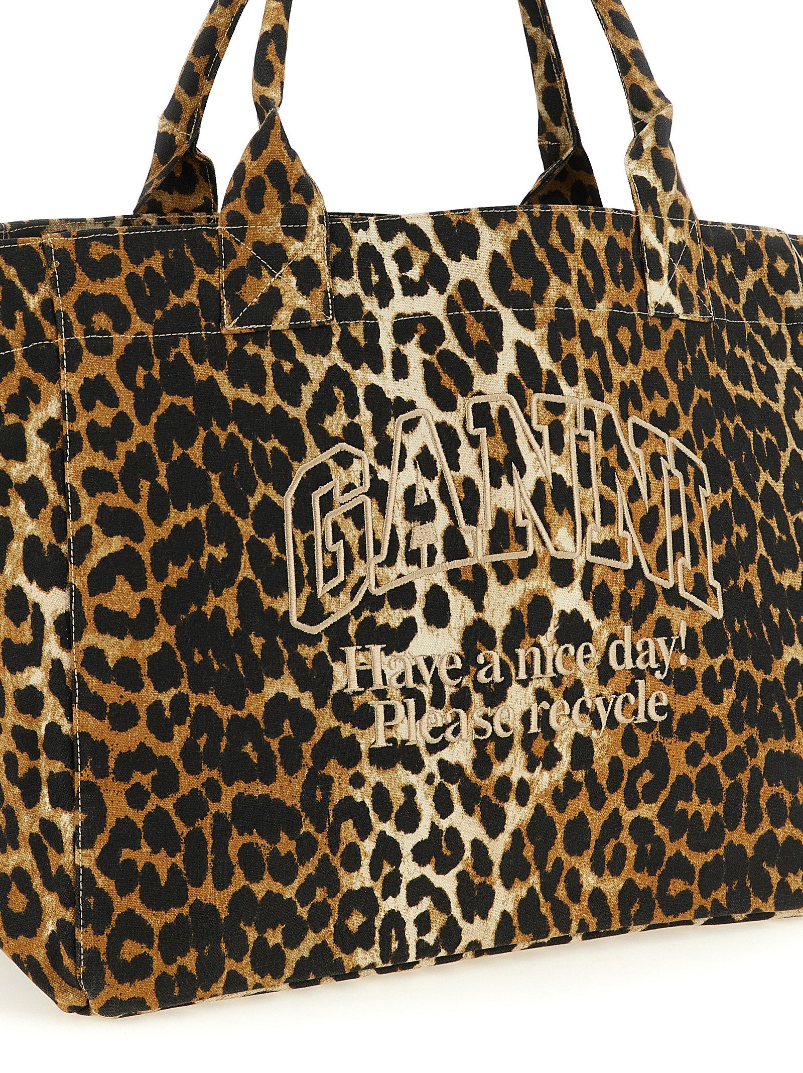Ganni Braune Tote Bag aus recycelter Baumwolle