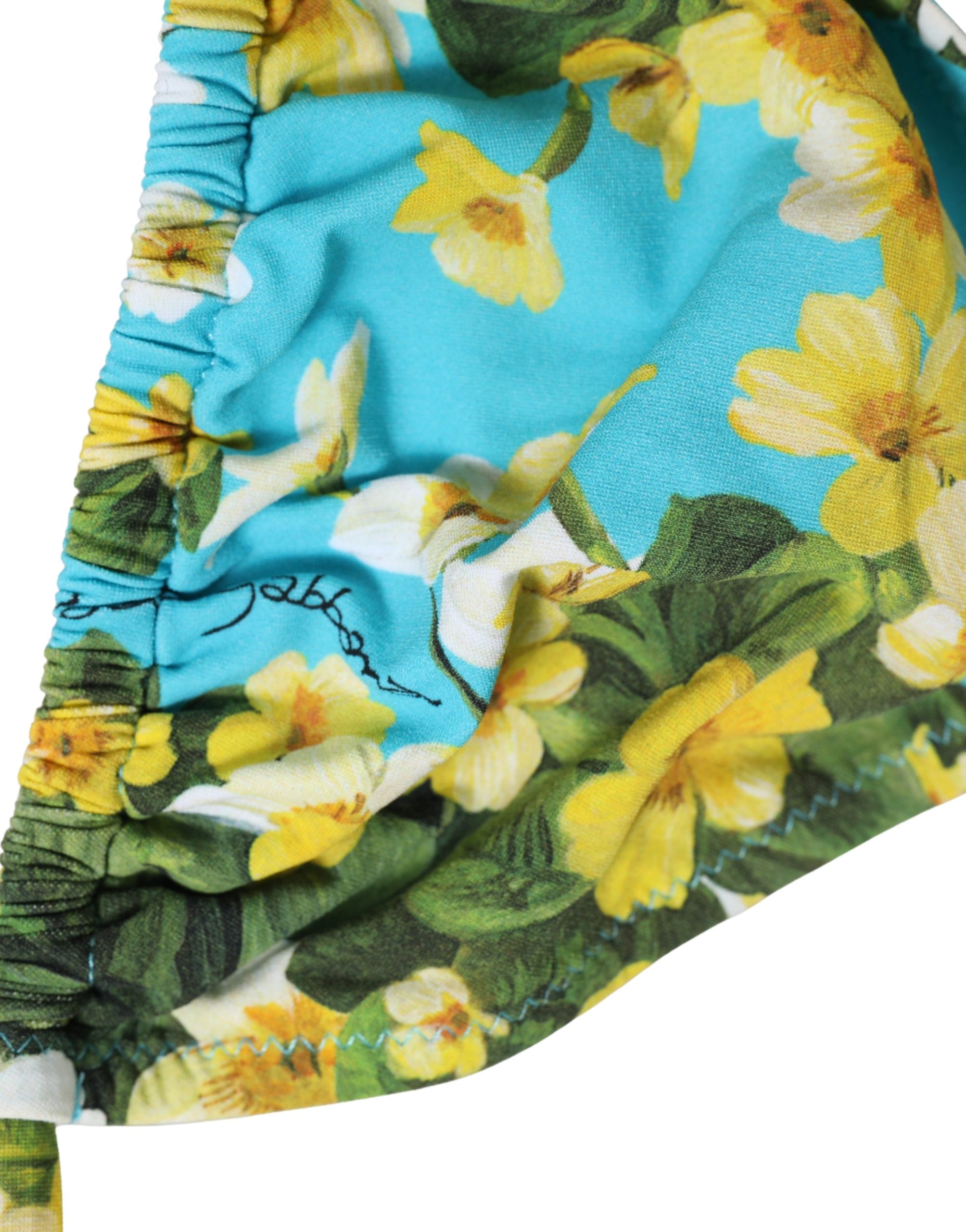 Dolce & Gabbana Bikini-Oberteil aus Nylon mit blauem Blumenprint und Neckholder