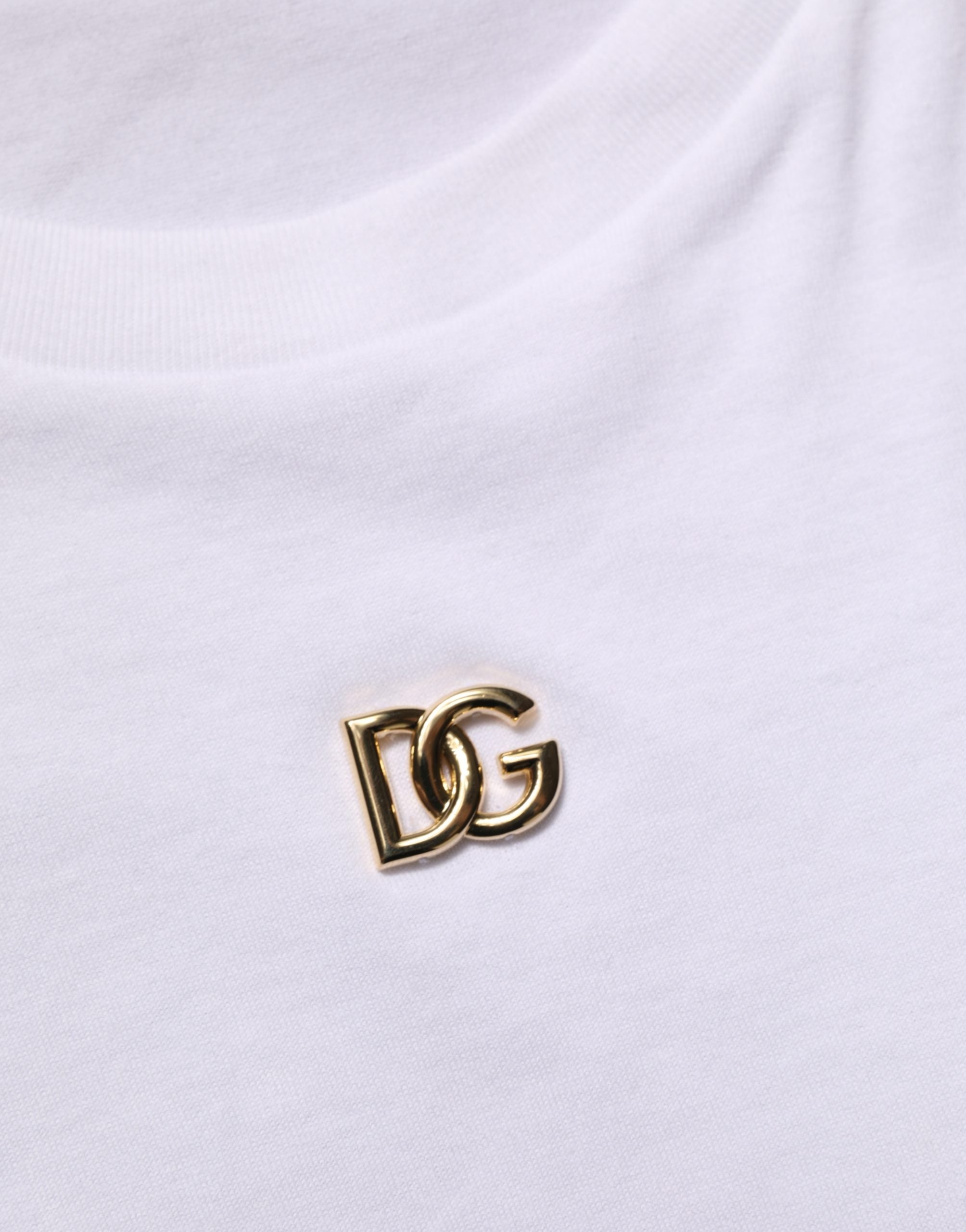 Dolce & Gabbana Weißes T-Shirt mit DG-Logo und kurzen Ärmeln aus Baumwolle