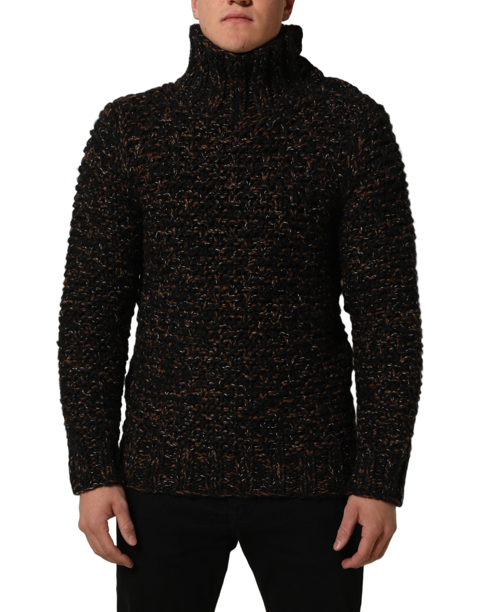 Dolce & Gabbana Brauner Wollstrick-Rollkragenpullover