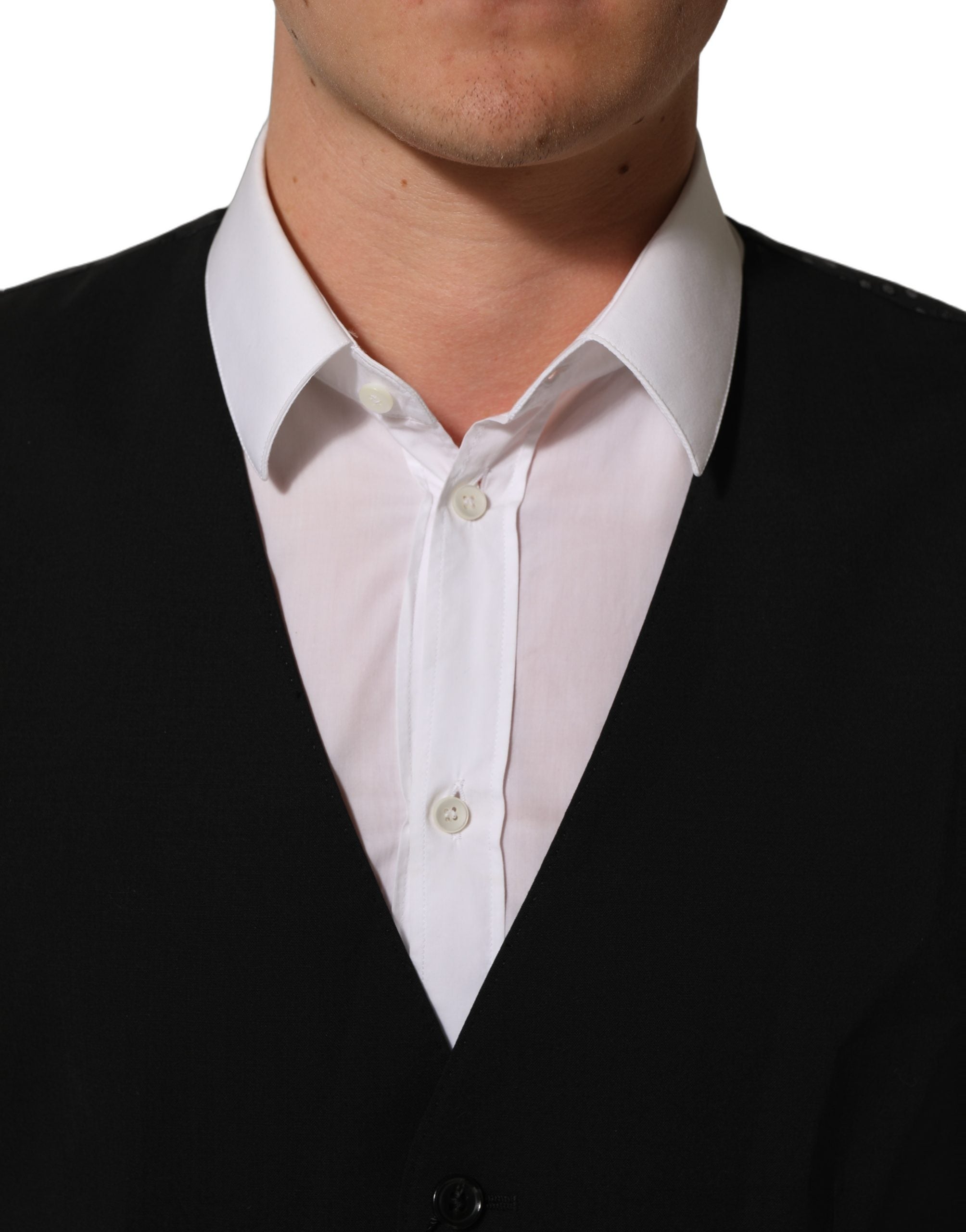 Dolce & Gabbana Schwarze Woll-Stretch-Weste Formal Dress Vest