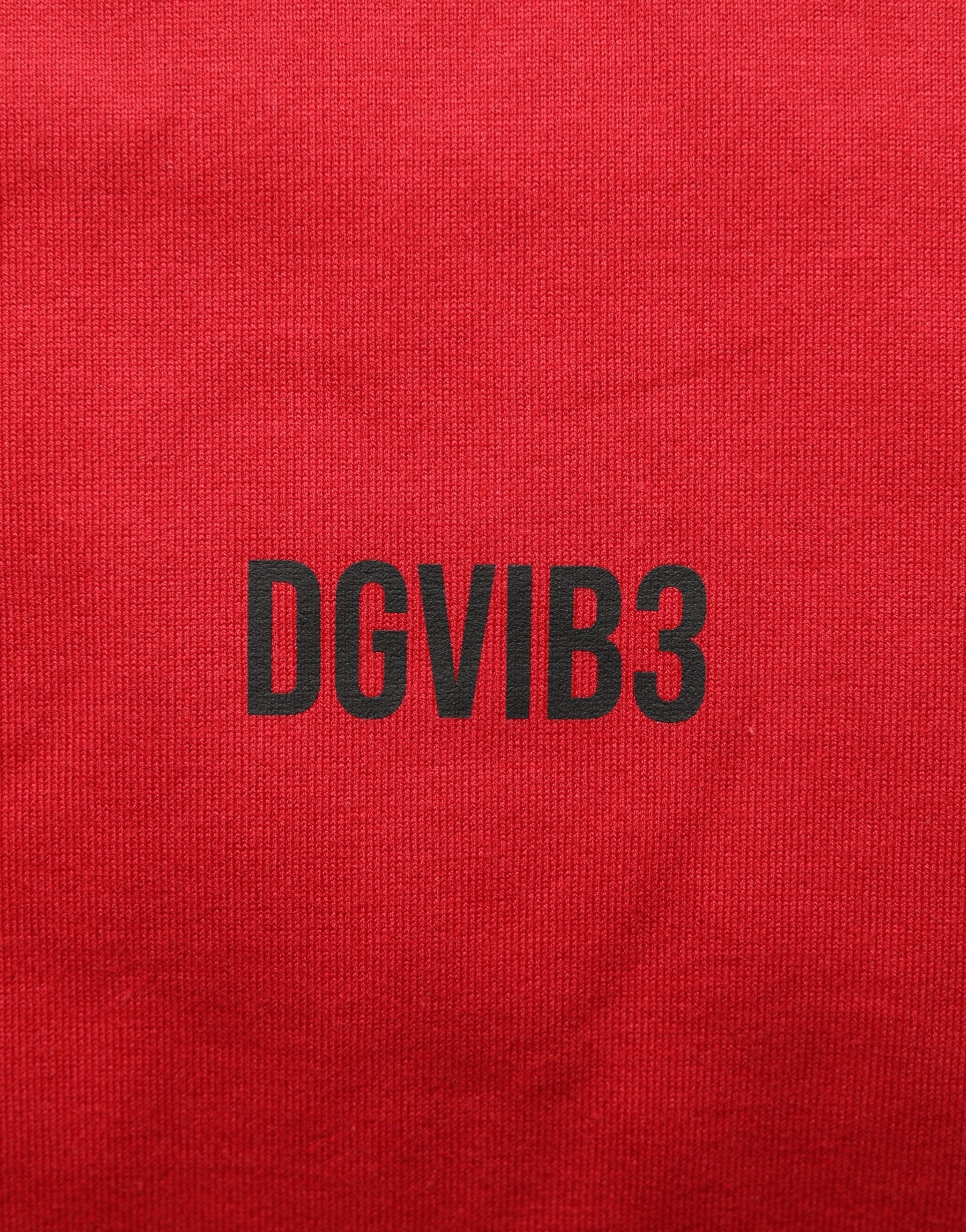 Dolce & Gabbana Rotes T-Shirt mit Rundhalsausschnitt und Grafikdruck aus Baumwolle