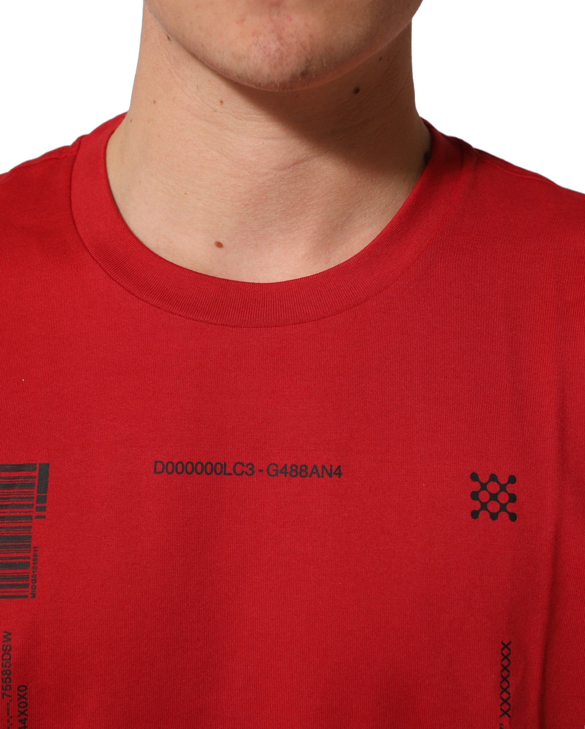 Dolce & Gabbana Rotes T-Shirt mit Rundhalsausschnitt und Grafikdruck aus Baumwolle