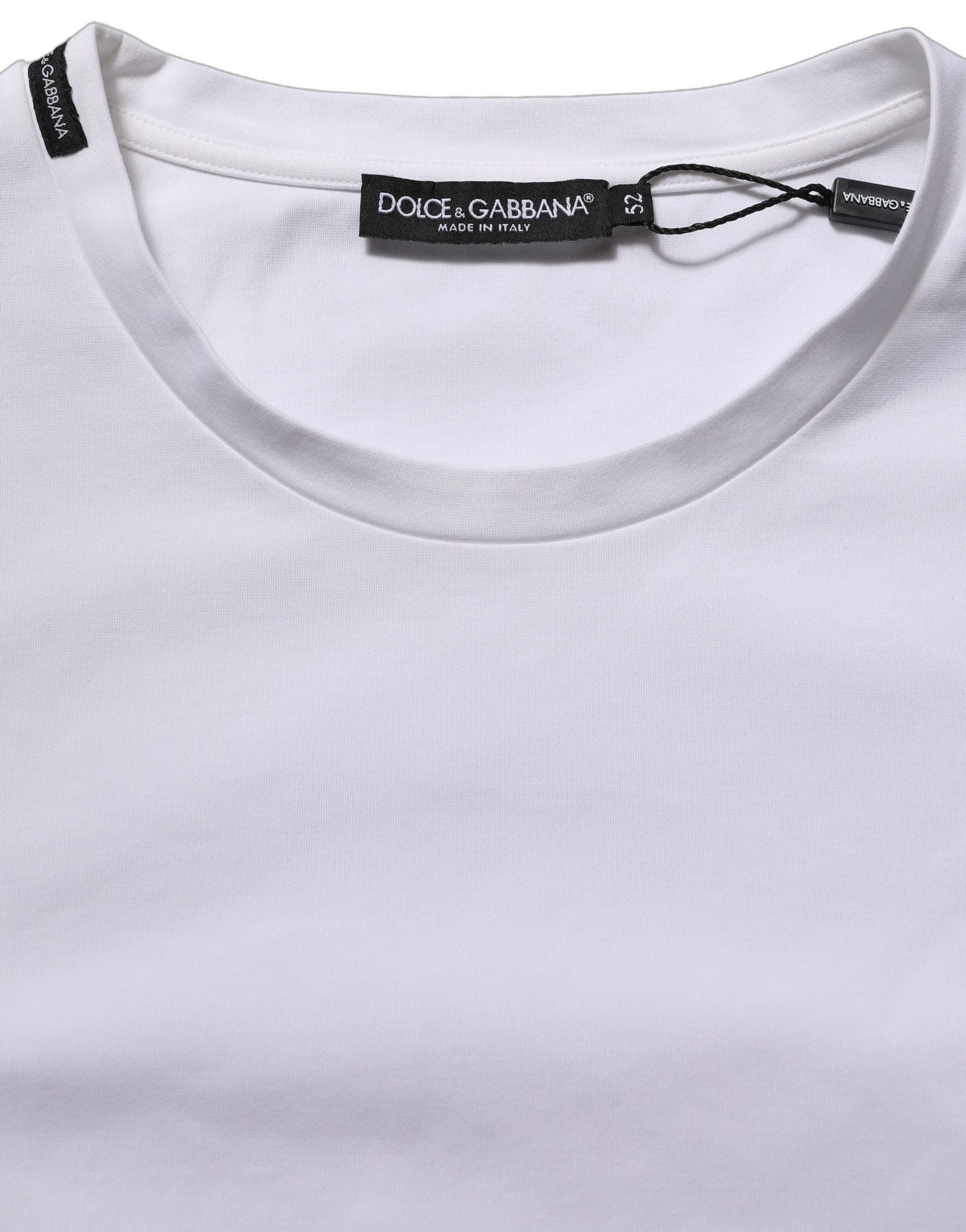 Dolce & Gabbana Weißes Baumwoll-T-Shirt mit kurzen Ärmeln und Rundhalsausschnitt
