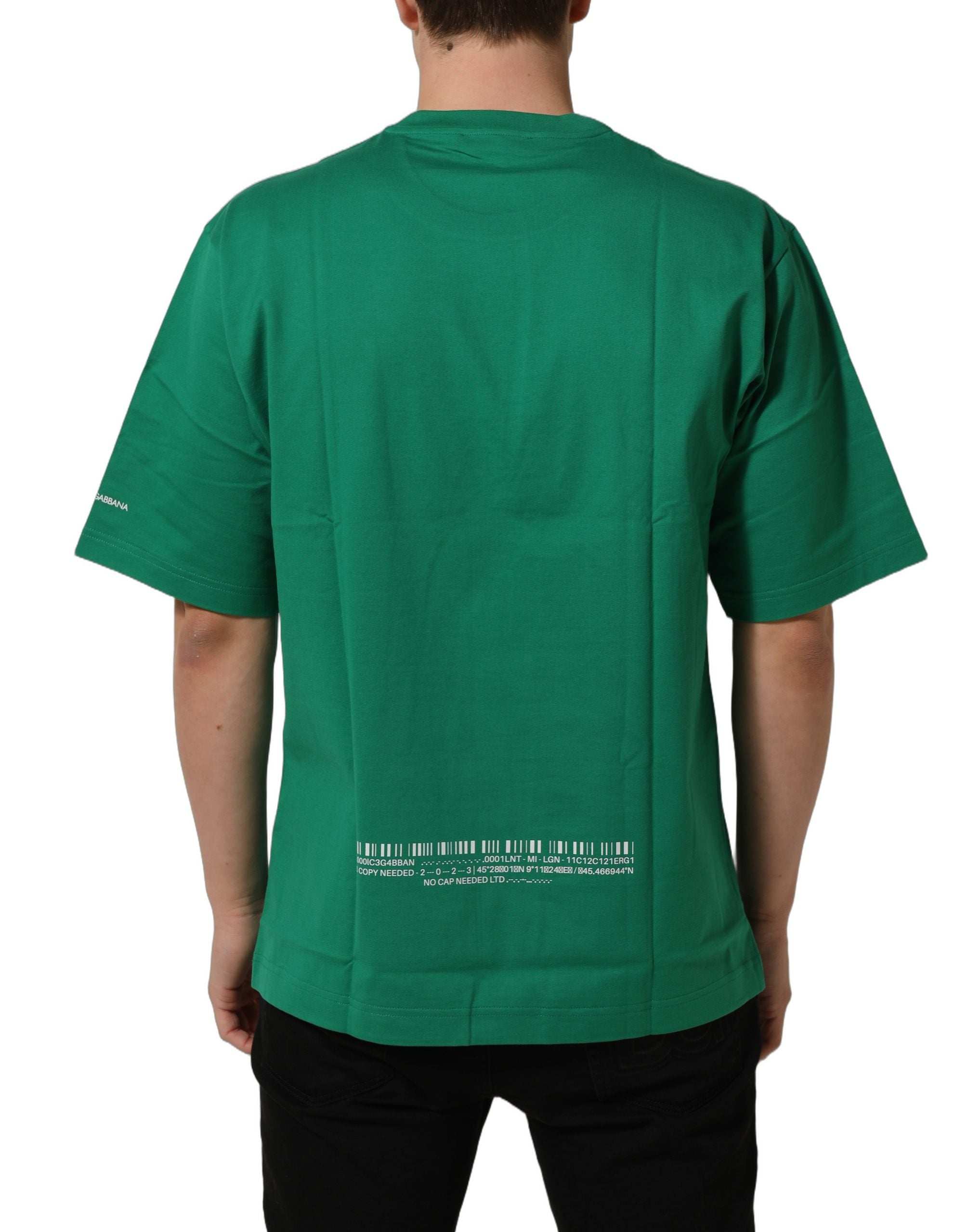 Dolce & Gabbana Grünes Baumwoll-T-Shirt mit DGVIB3-Print und Rundhalsausschnitt