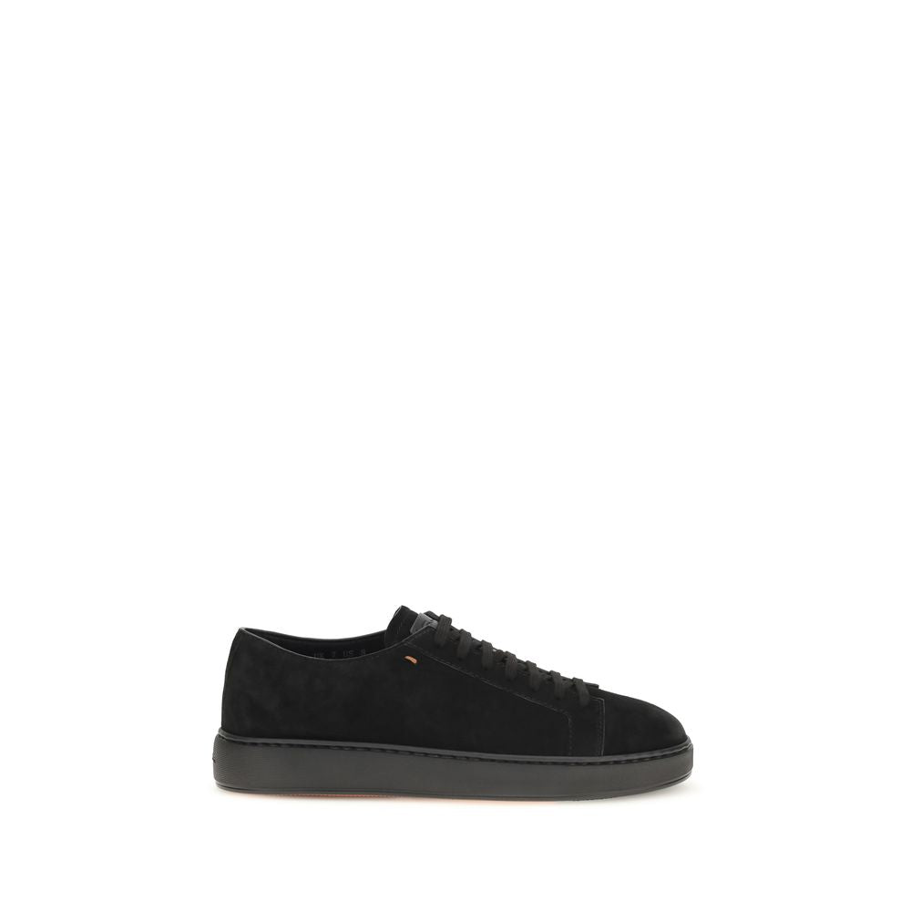 Santoni Schwarze Bos Taurus Kalbsleder Low-Top-Sneaker