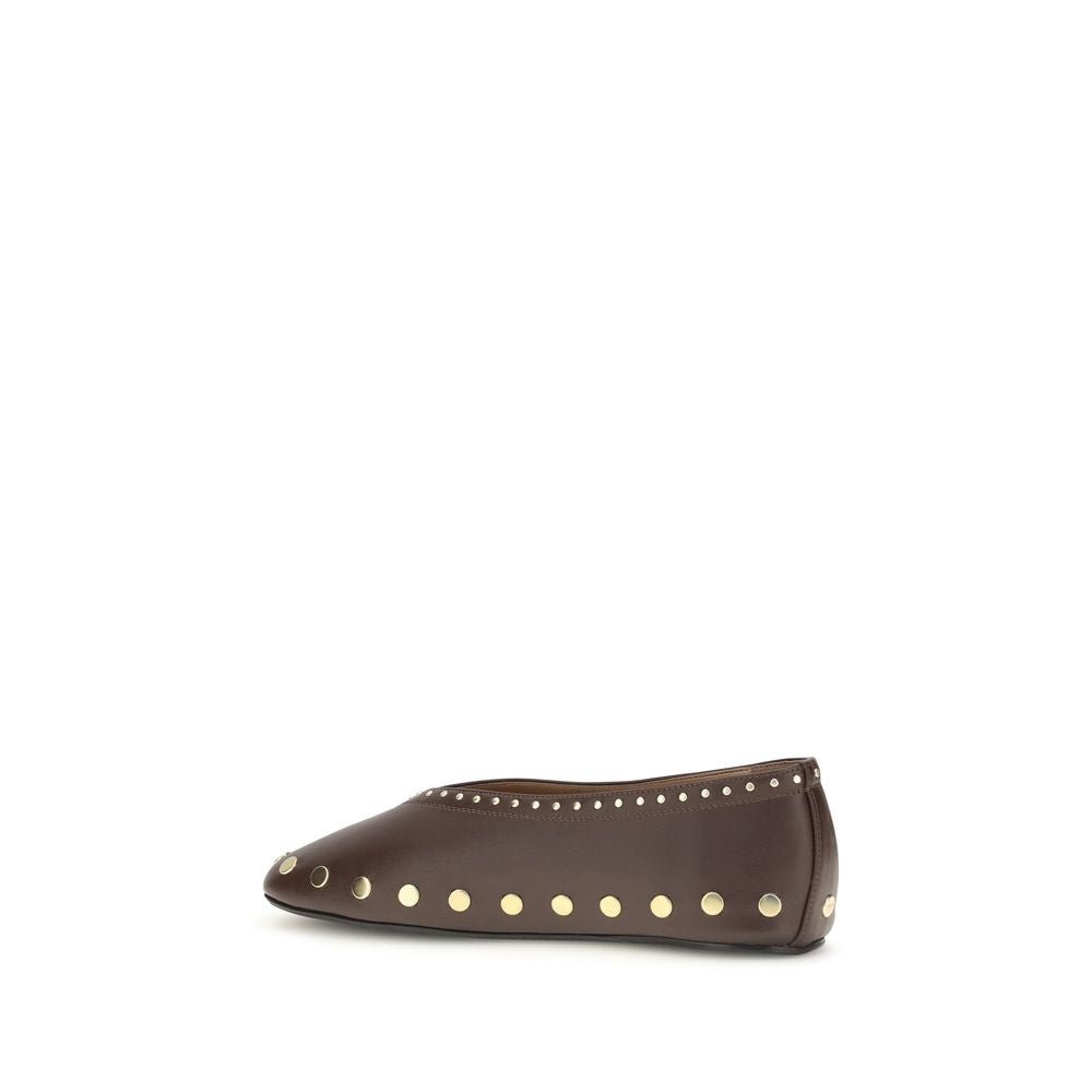Ganni Braune Ballerinas aus Baumwolle