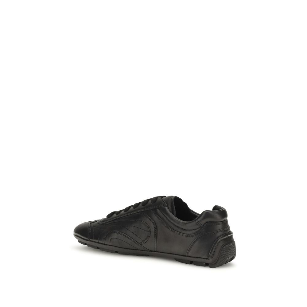 Prada Schwarze Bos Taurus Kalbsleder Low-Top-Sneaker