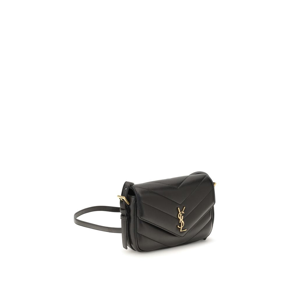 Saint Laurent Schwarze Lammleder Schultertasche Ovis Aries Aries