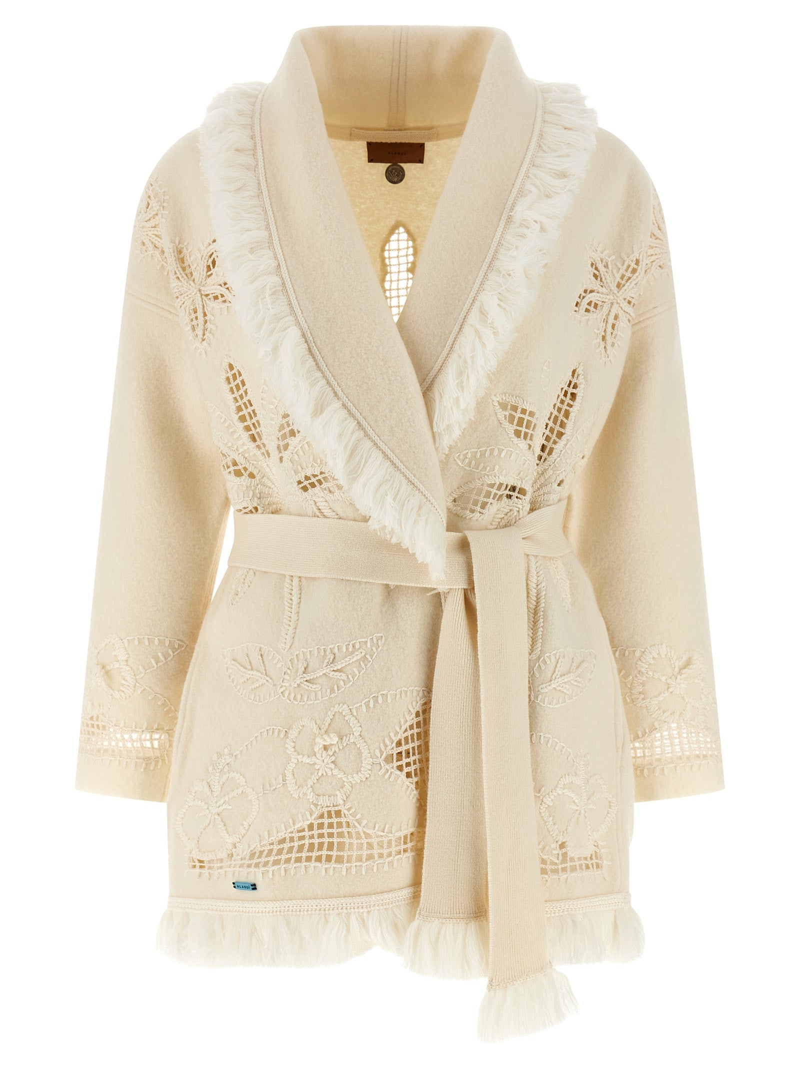 Alanui Weiße Strickjacke aus reiner Schurwolle