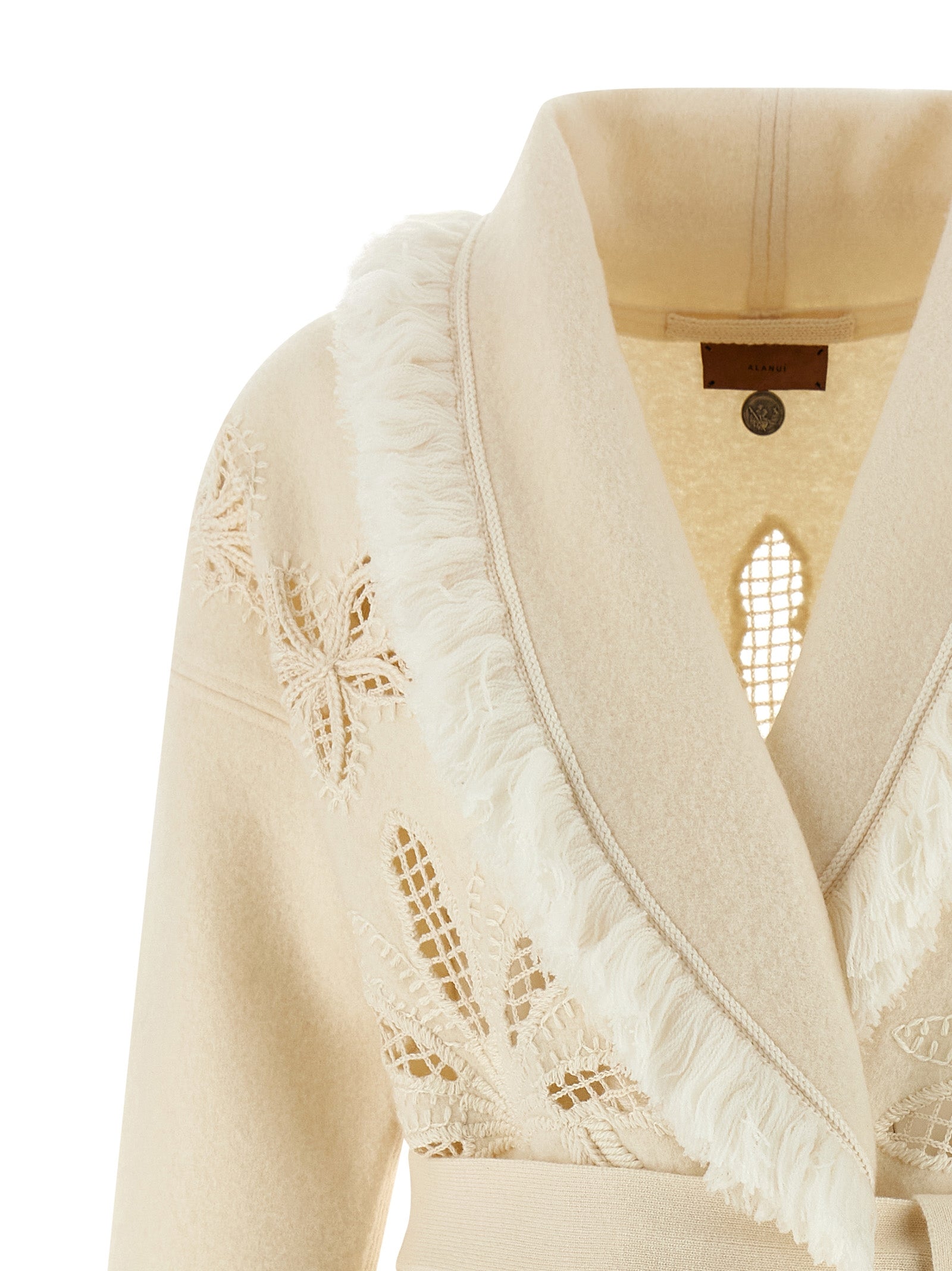 Alanui Weiße Strickjacke aus reiner Schurwolle