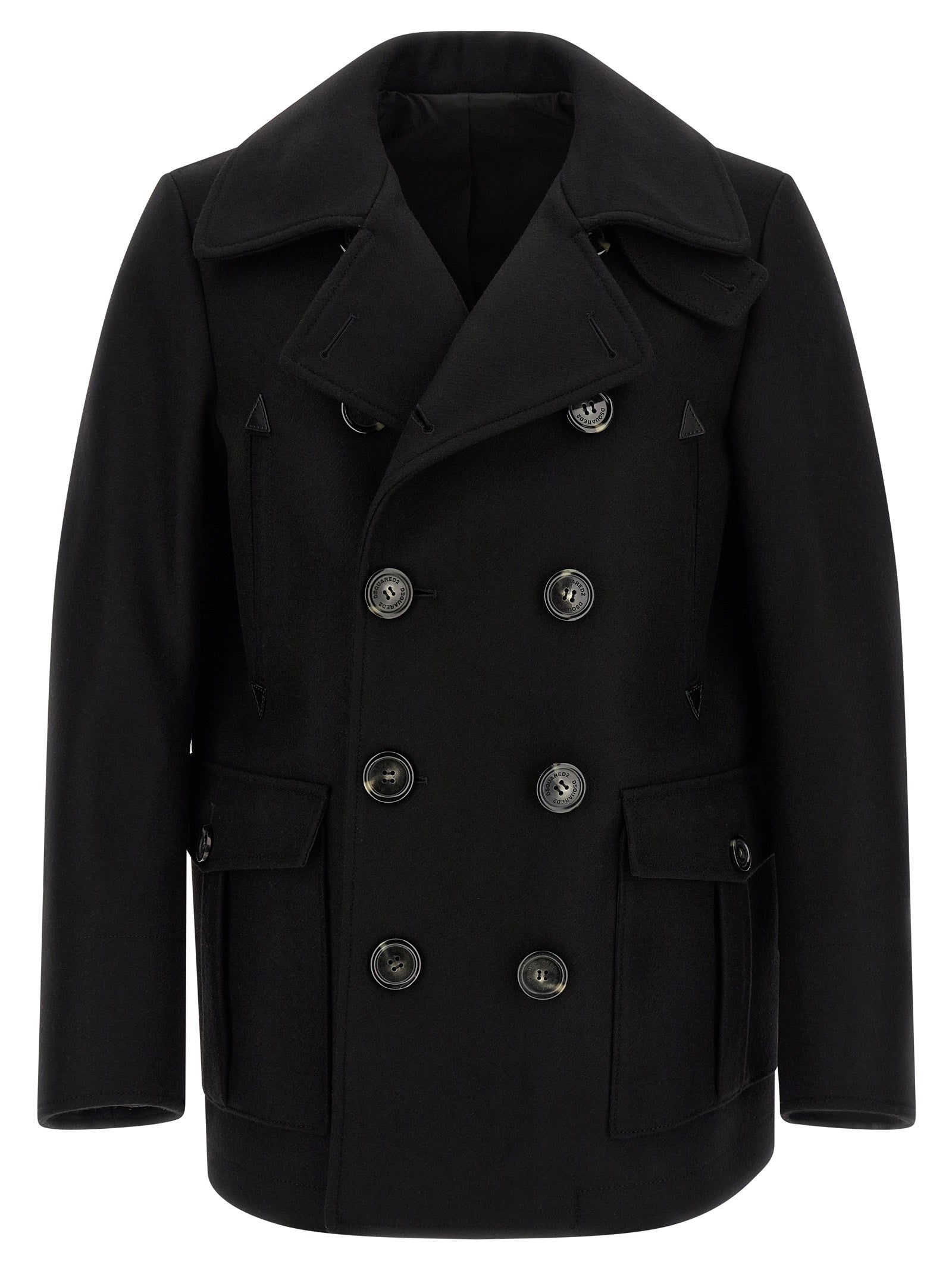 Dsquared² Schwarzer Wollmantel