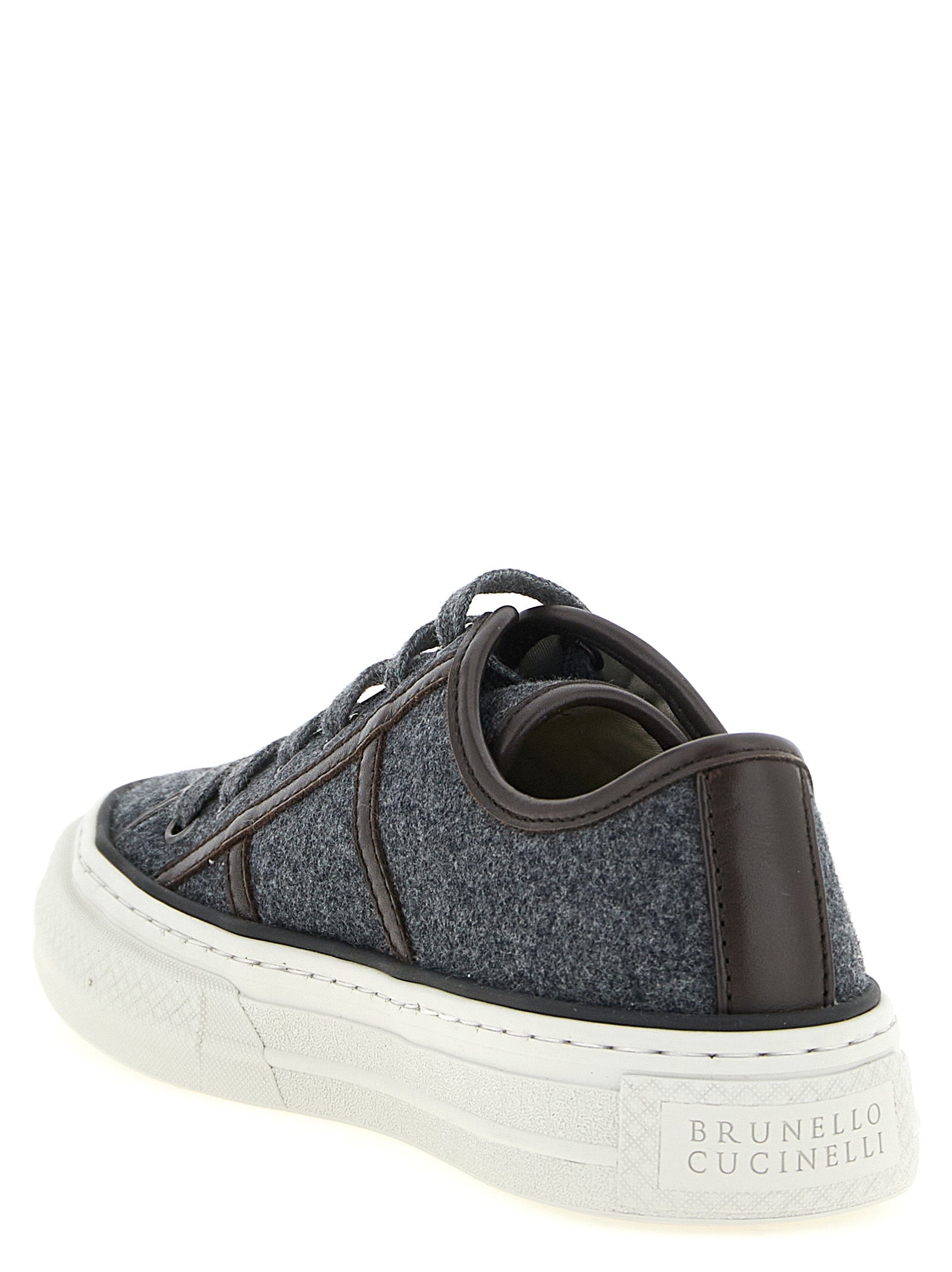 Brunello Cucinelli Graue Low-Top-Sneaker aus reiner Schurwolle