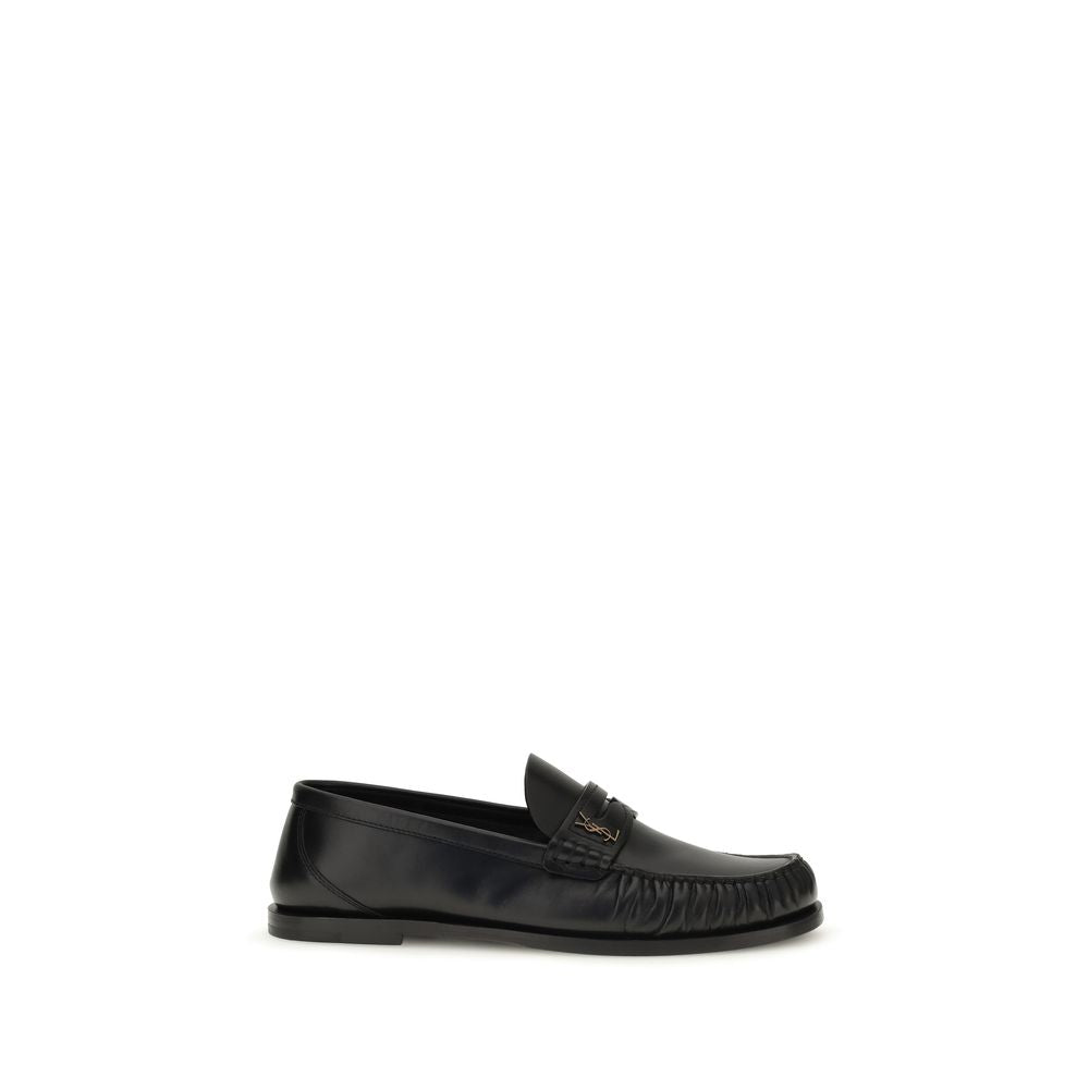 Saint Laurent Schwarze "Bos Taurus" Kalbsleder Loafer zum Hineinschlüpfen