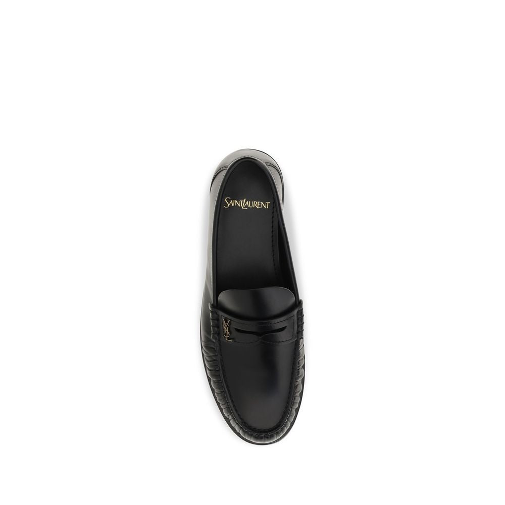 Saint Laurent Schwarze "Bos Taurus" Kalbsleder Loafer zum Hineinschlüpfen