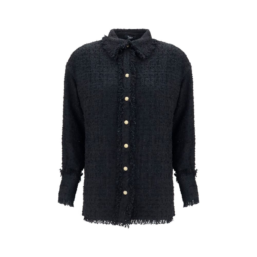 Balmain Schwarzes Polyamid-Hemd