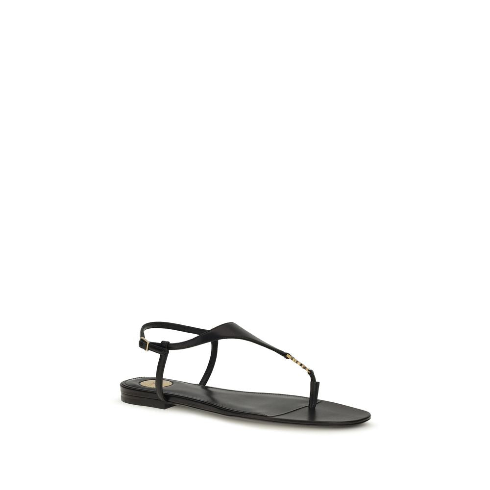 Saint Laurent Schwarze Bos Taurus Kalbsleder-Sandalen