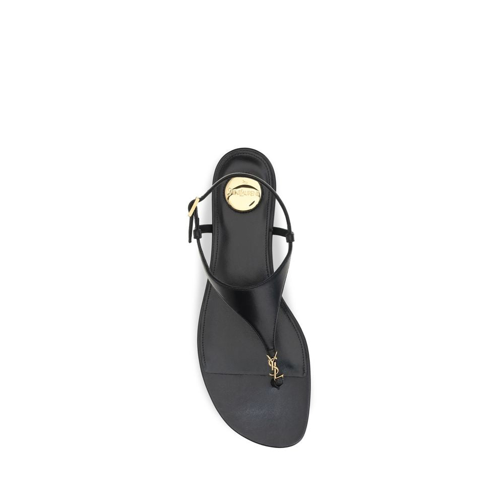 Saint Laurent Schwarze Bos Taurus Kalbsleder-Sandalen