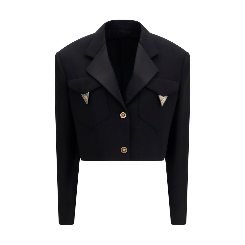Versace Schwarzer Oves Aries Wollblazer