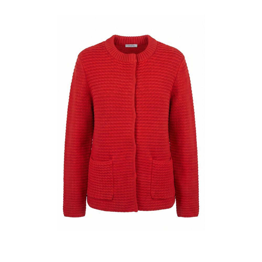 Malo Roter Damen-Strickcardigan aus Baumwolle
