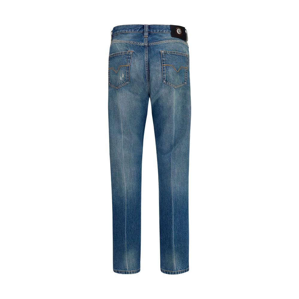 Versace Blaue Jeans aus Baumwolle im geraden Schnitt