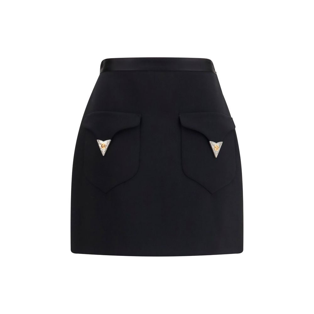 Versace Minirock aus Wolle Oves Aries in Schwarz