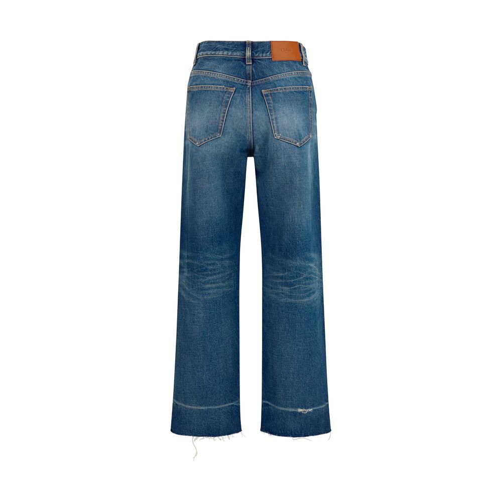 Chloé Blaue Bootcut-Jeans aus Baumwolle