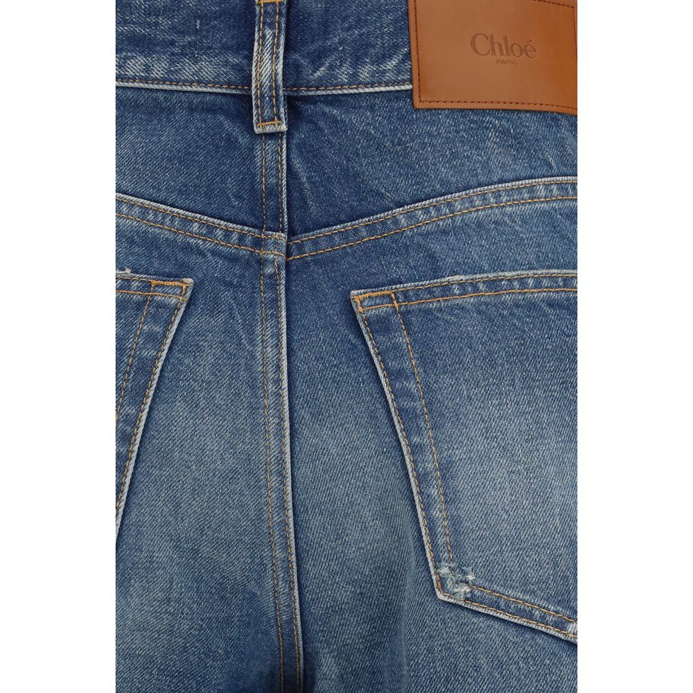 Chloé Blaue Bootcut-Jeans aus Baumwolle