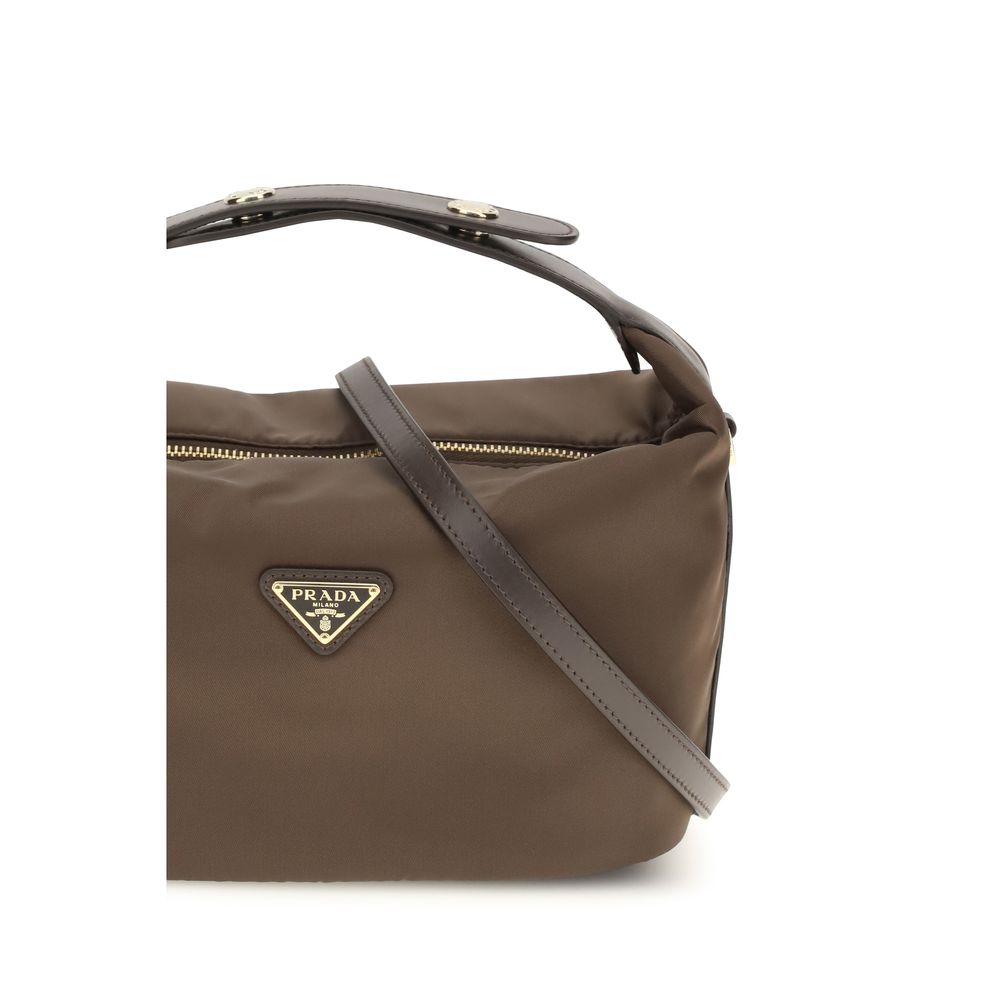 Prada Braune Schultertasche aus recyceltem Polyamid